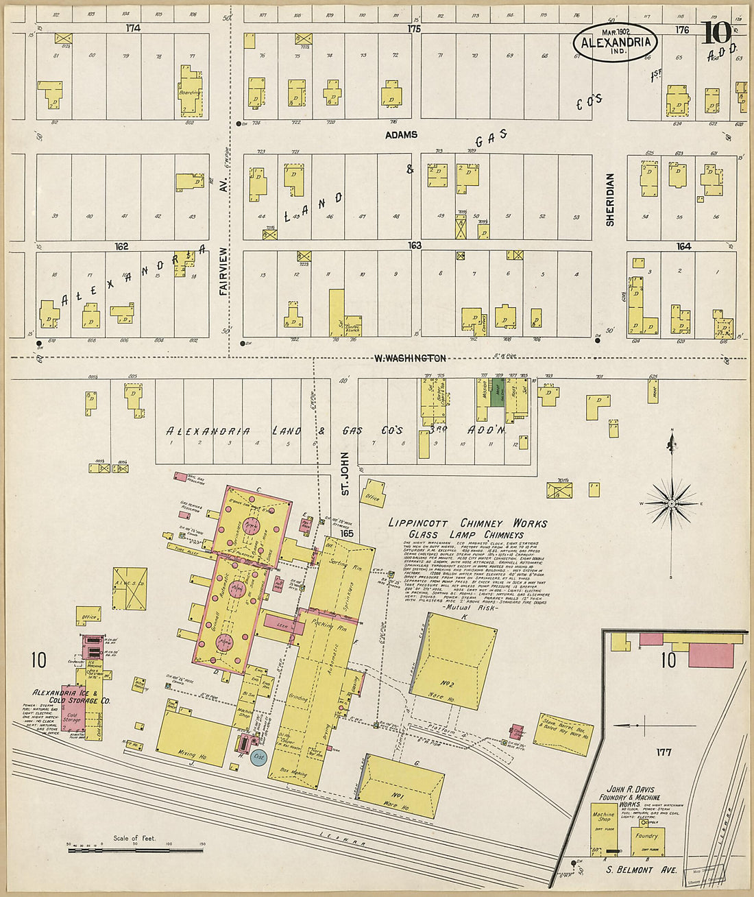 This old map of Alexandria, Madison County, Indiana was created by Sanborn Map Company in 1902