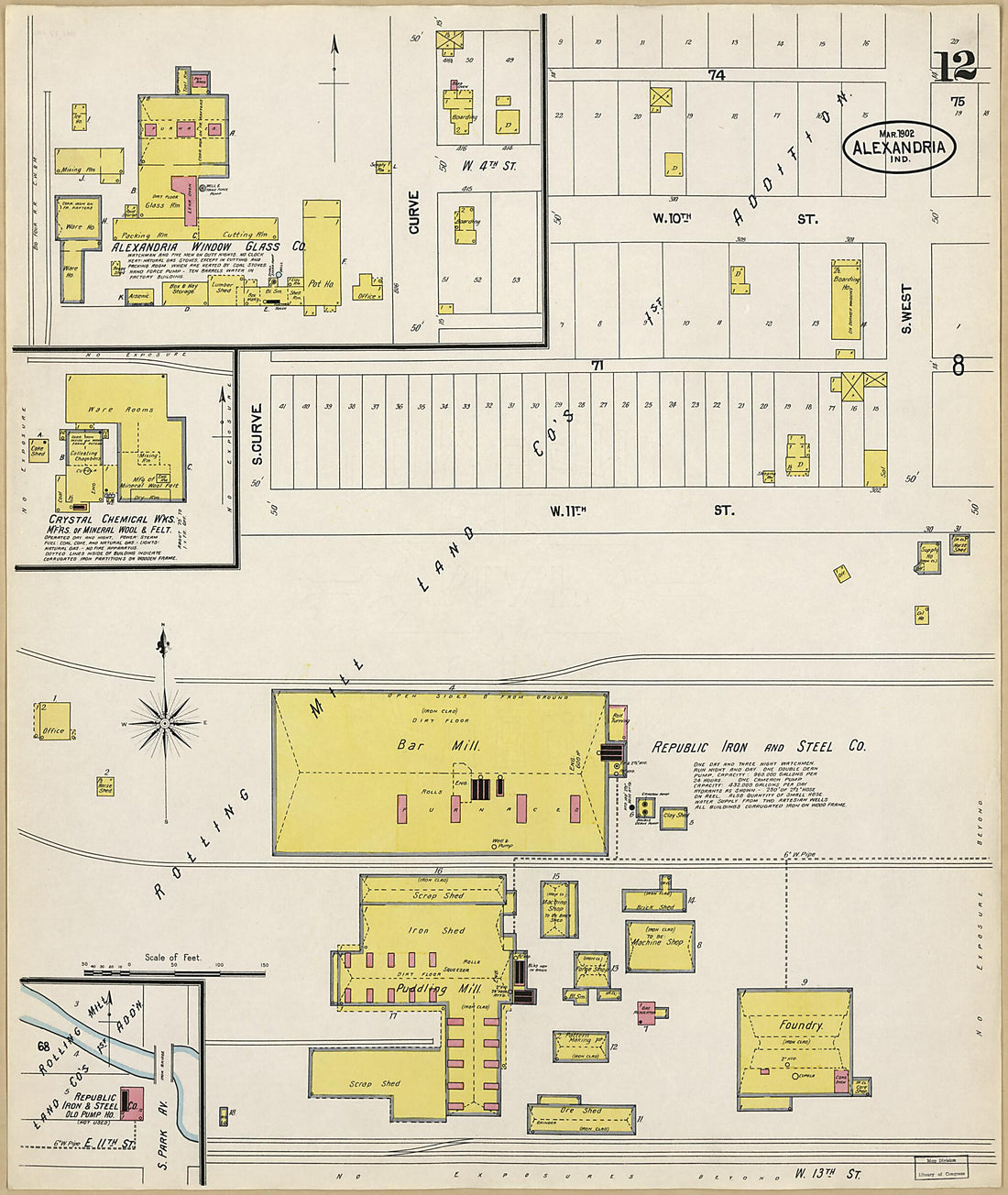 This old map of Alexandria, Madison County, Indiana was created by Sanborn Map Company in 1902