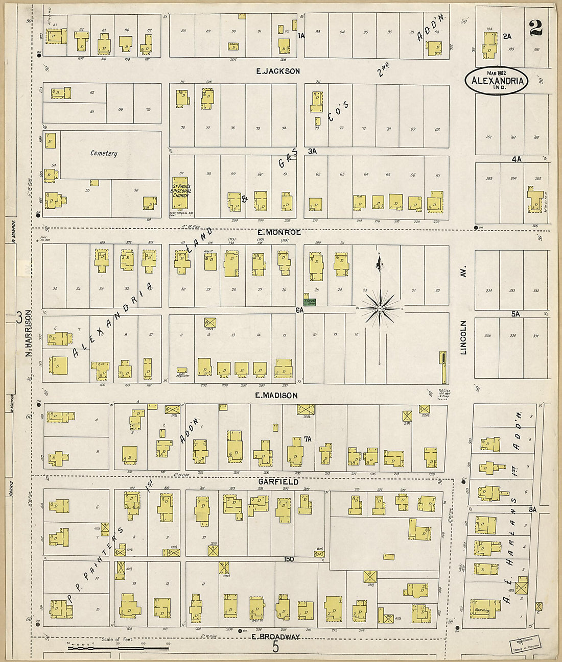 This old map of Alexandria, Madison County, Indiana was created by Sanborn Map Company in 1902