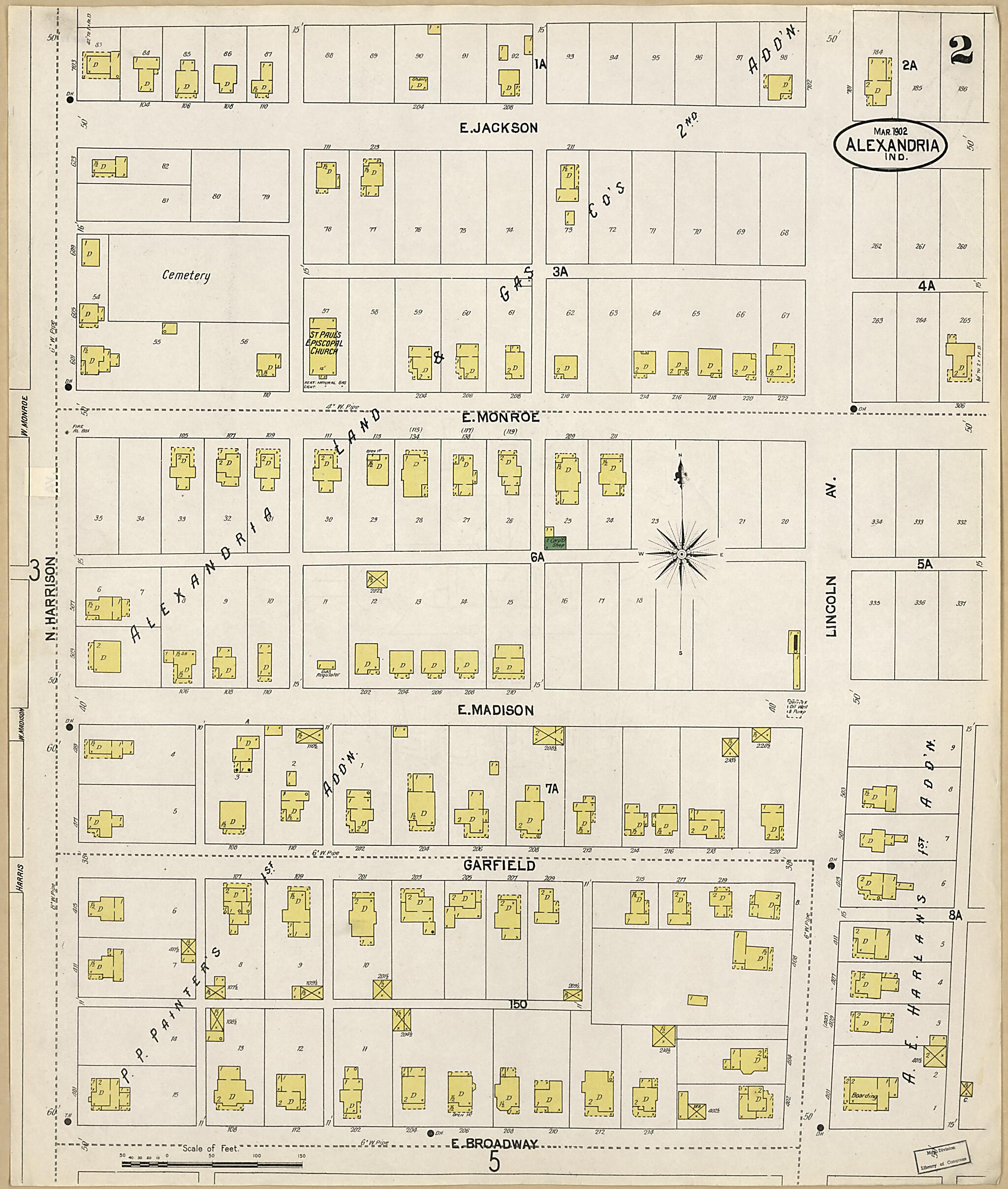 This old map of Alexandria, Madison County, Indiana was created by Sanborn Map Company in 1902