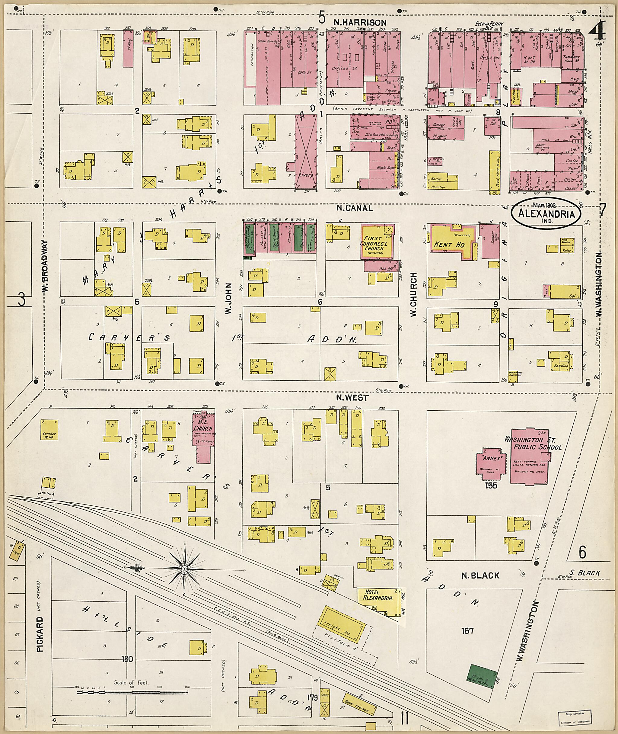 This old map of Alexandria, Madison County, Indiana was created by Sanborn Map Company in 1902