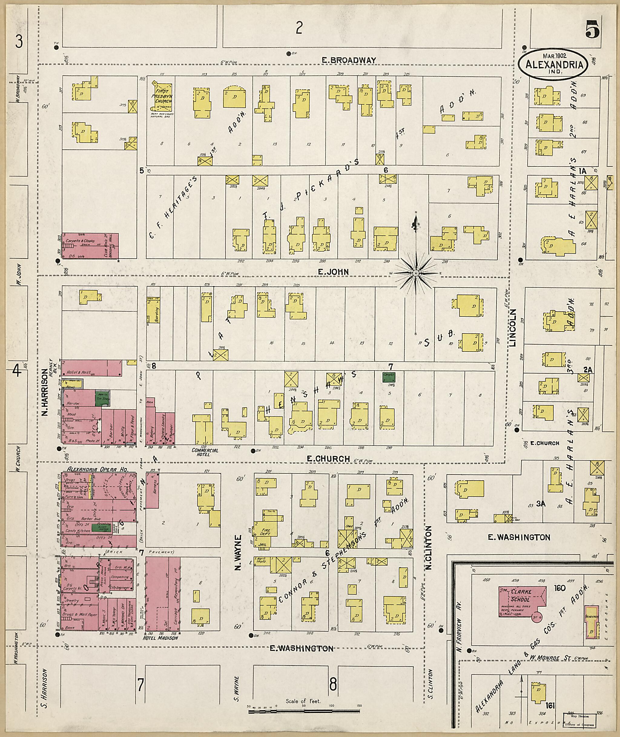 This old map of Alexandria, Madison County, Indiana was created by Sanborn Map Company in 1902