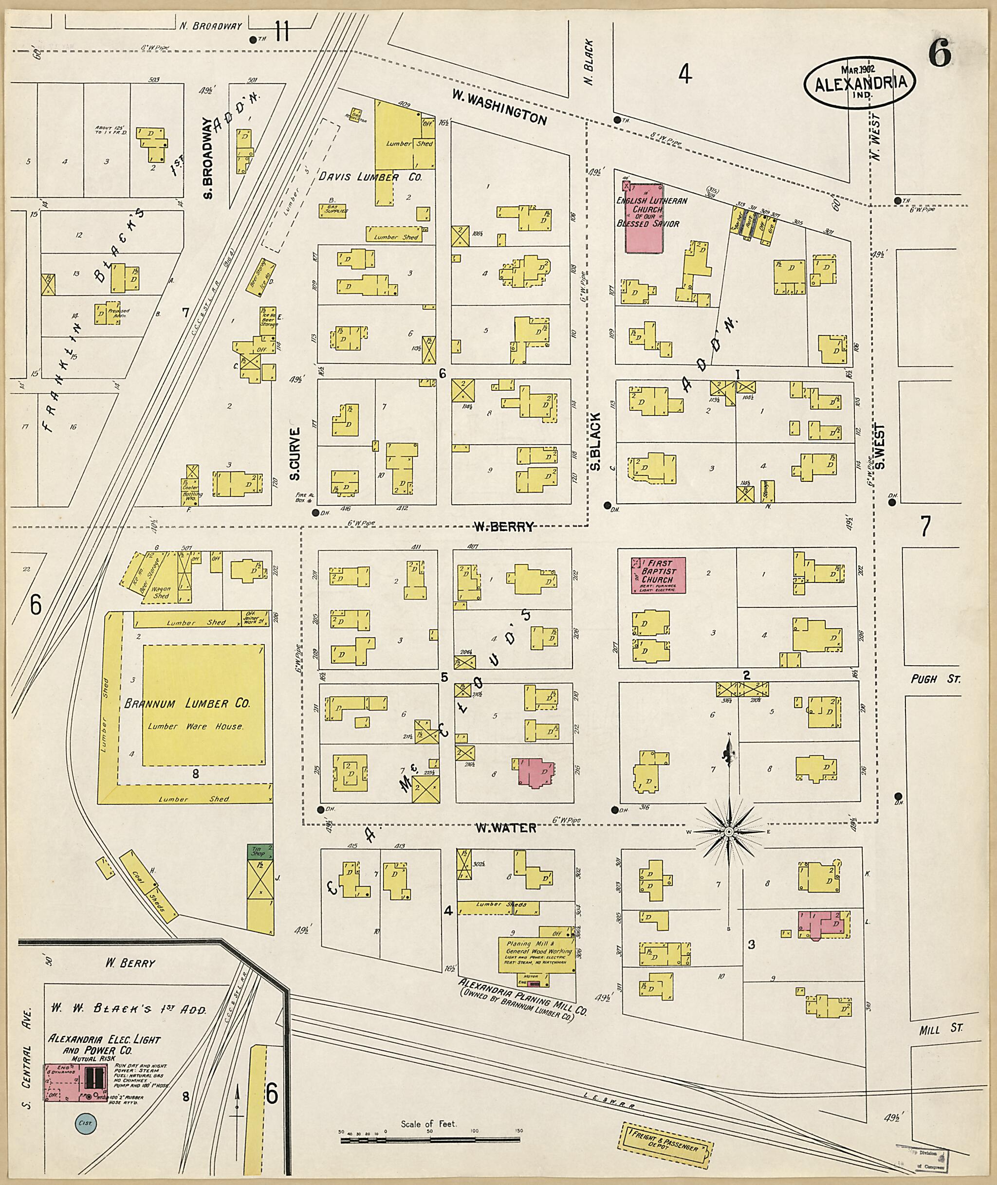 This old map of Alexandria, Madison County, Indiana was created by Sanborn Map Company in 1902