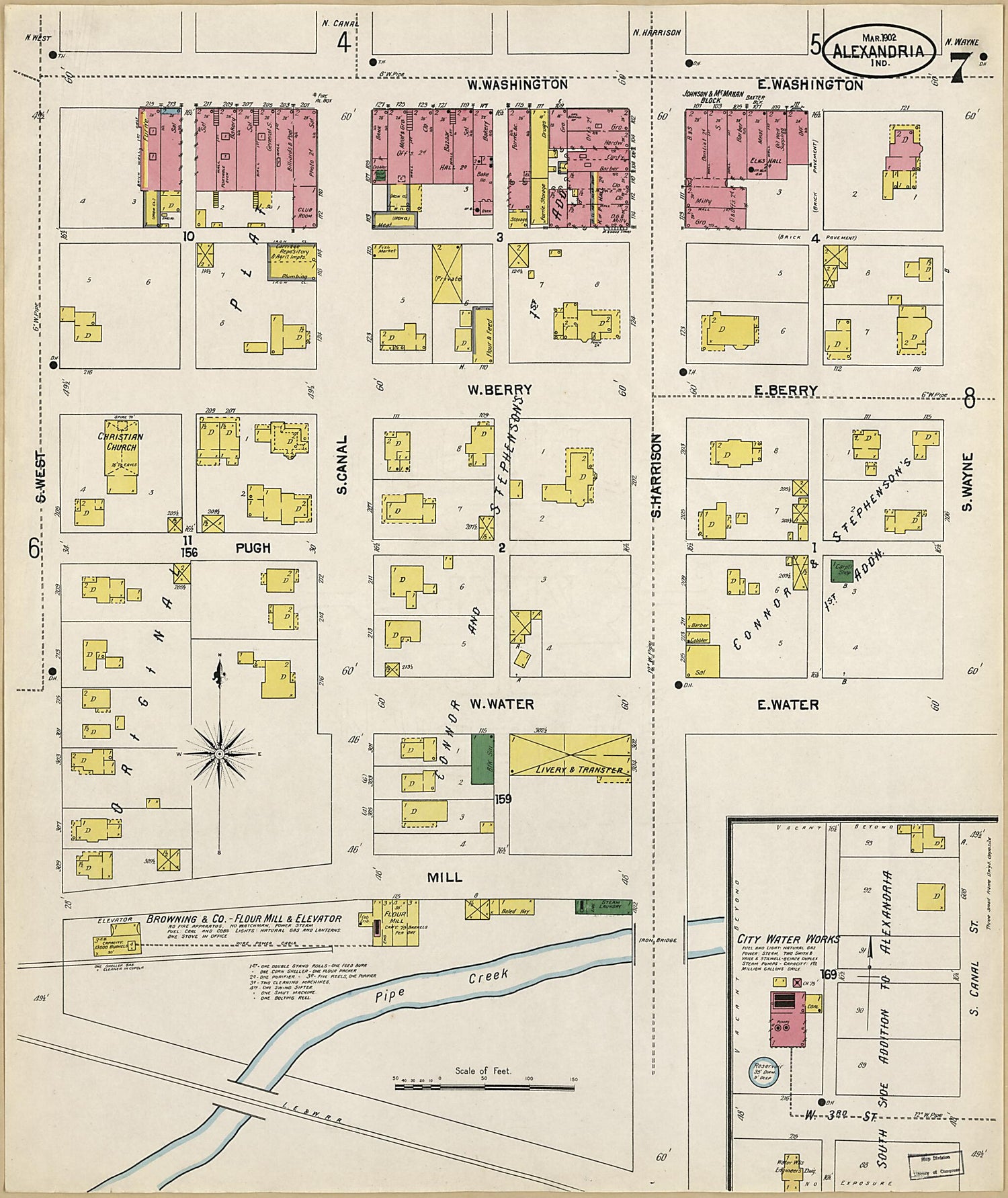 This old map of Alexandria, Madison County, Indiana was created by Sanborn Map Company in 1902