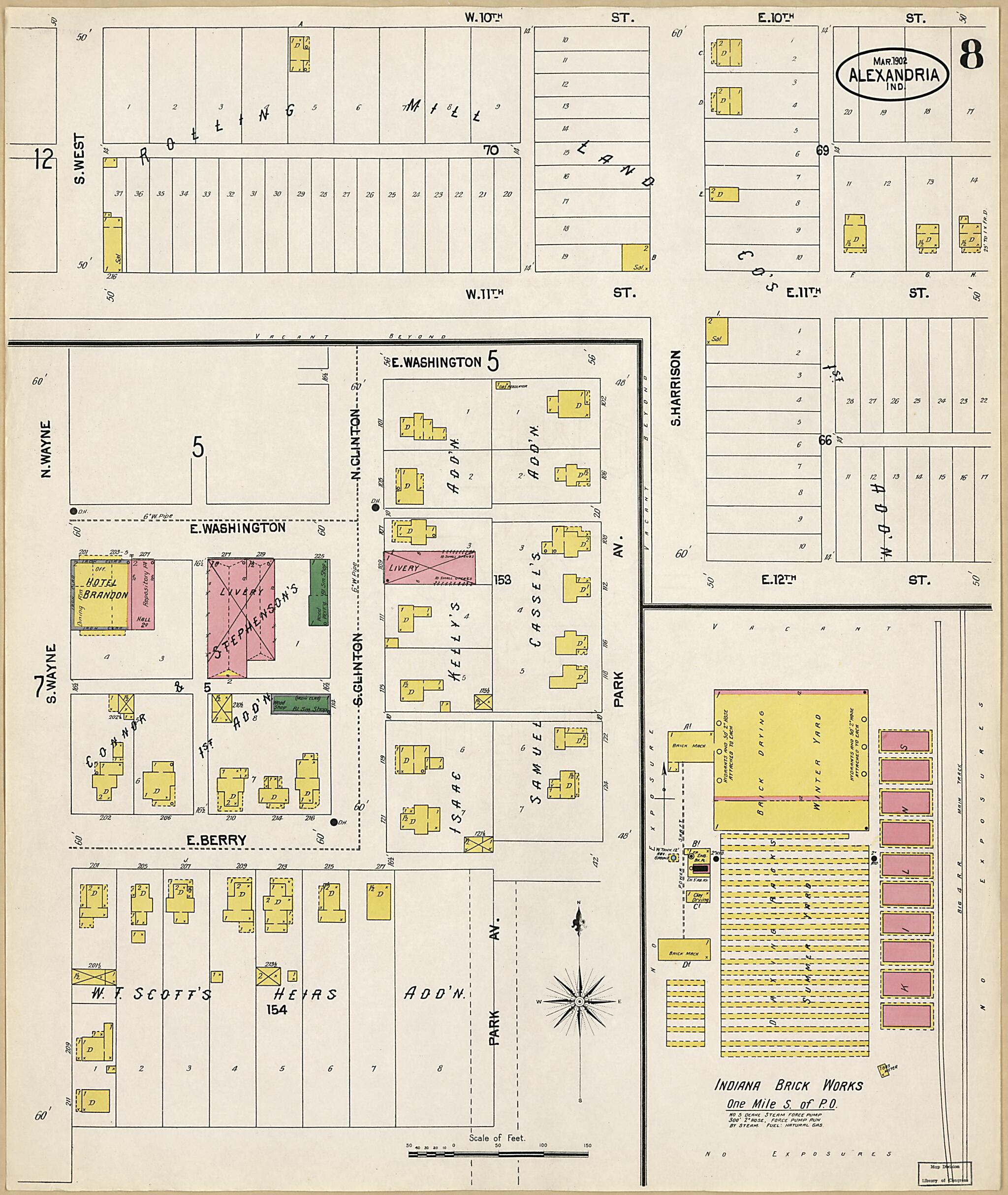 This old map of Alexandria, Madison County, Indiana was created by Sanborn Map Company in 1902