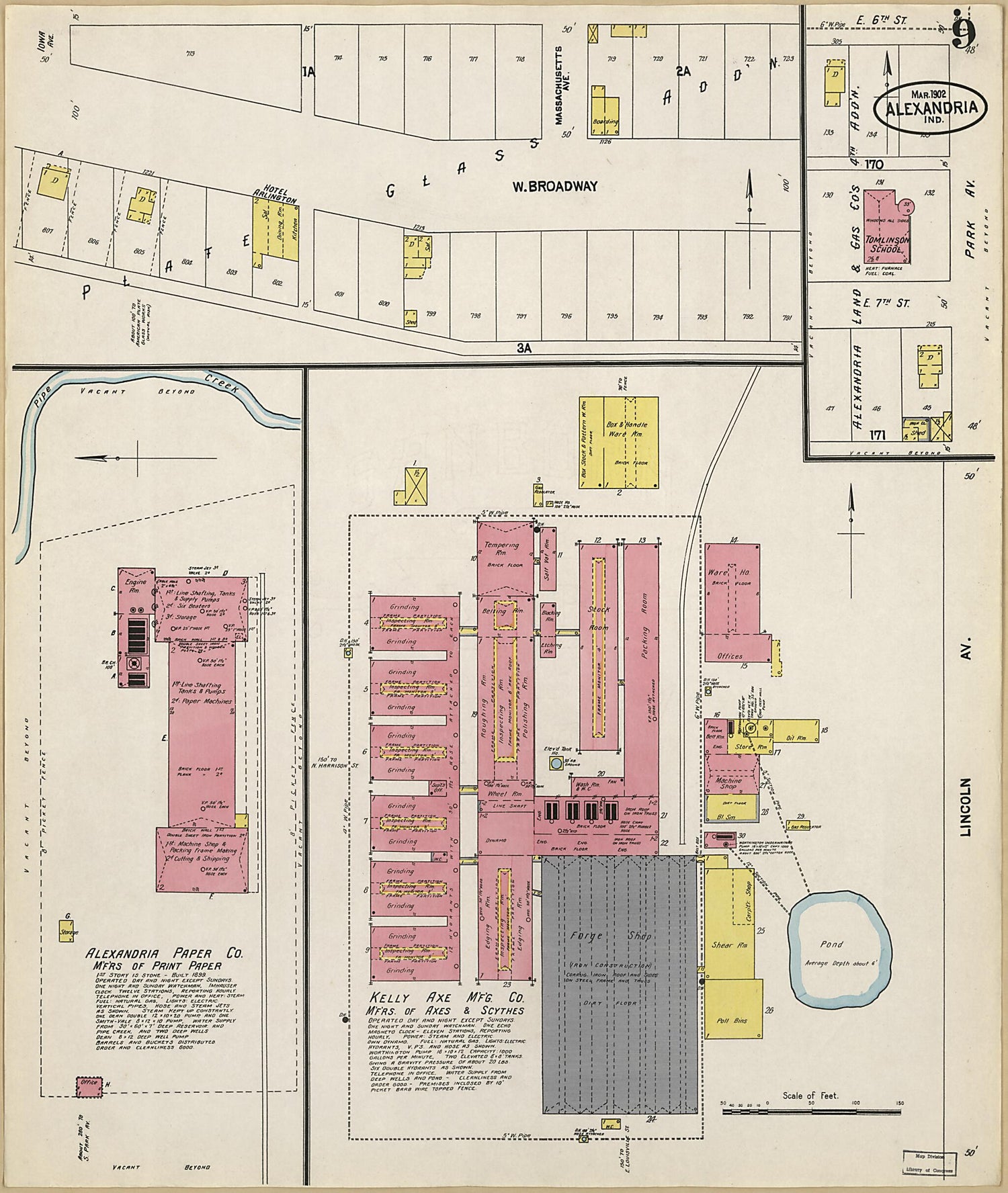 This old map of Alexandria, Madison County, Indiana was created by Sanborn Map Company in 1902