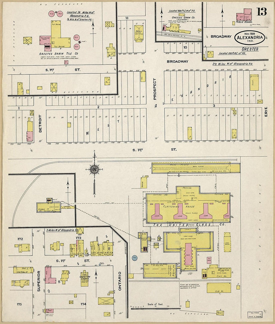 This old map of Alexandria, Madison County, Indiana was created by Sanborn Map Company in 1909