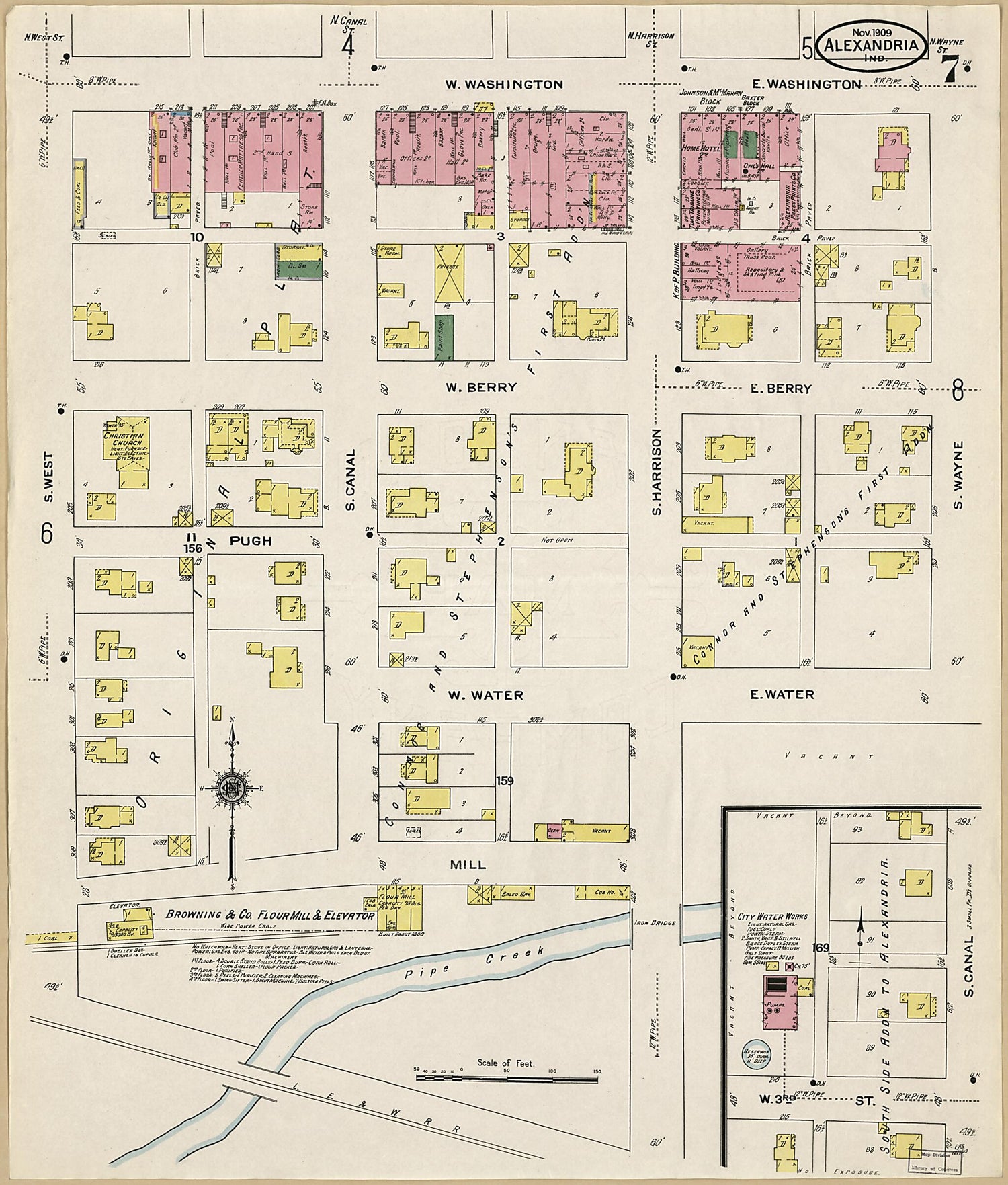 This old map of Alexandria, Madison County, Indiana was created by Sanborn Map Company in 1909