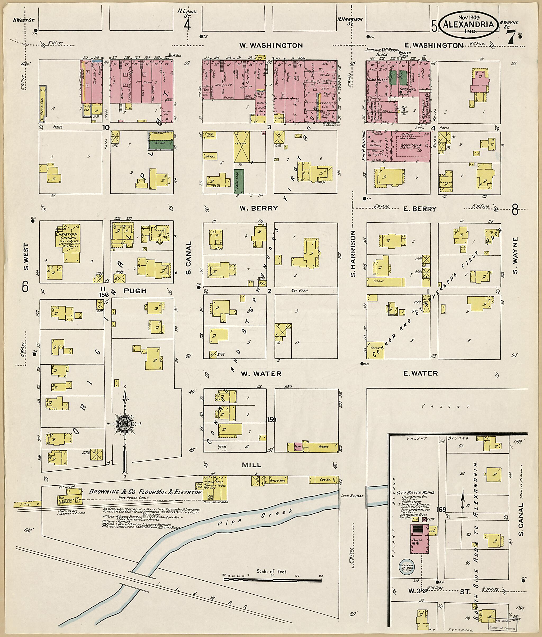 This old map of Alexandria, Madison County, Indiana was created by Sanborn Map Company in 1909