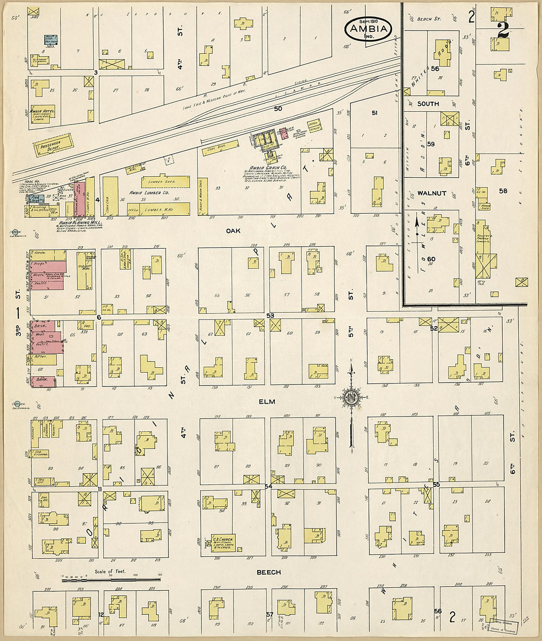 This old map of Ambia, Benton County, Indiana was created by Sanborn Map Company in 1910