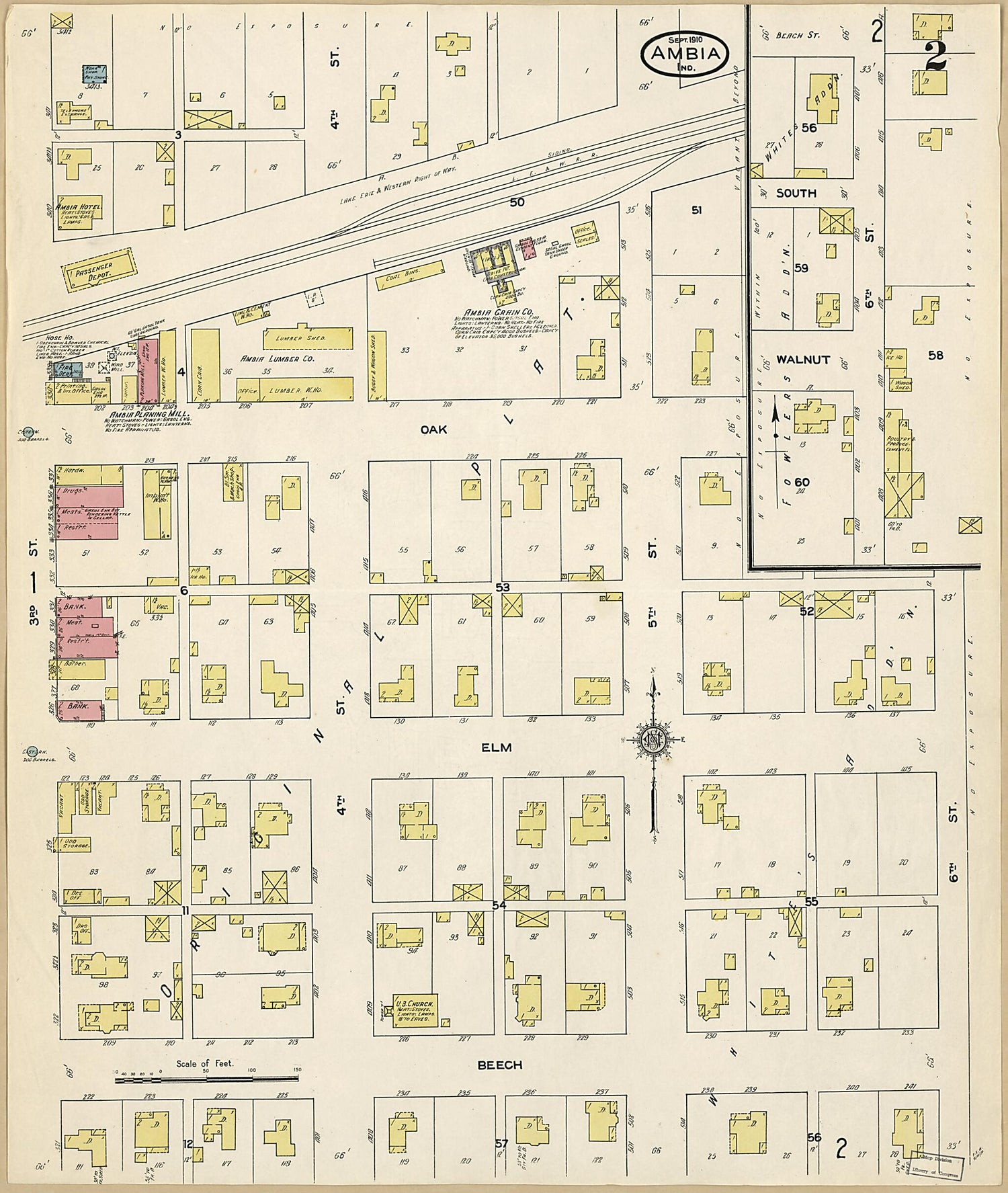 This old map of Ambia, Benton County, Indiana was created by Sanborn Map Company in 1910