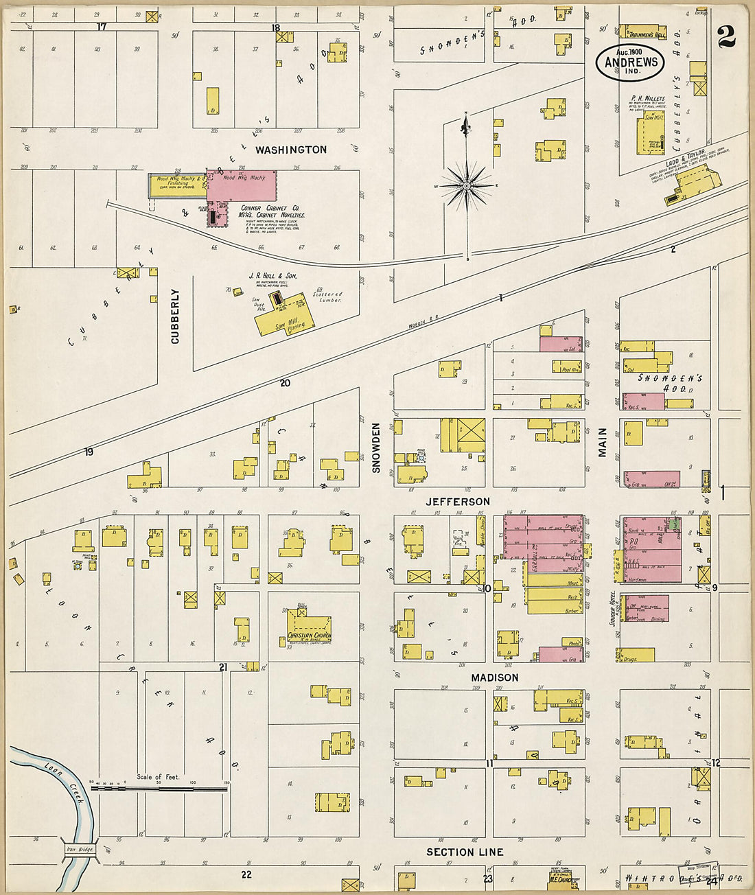 This old map of Andrews, Huntington County, Indiana was created by Sanborn Map Company in 1900