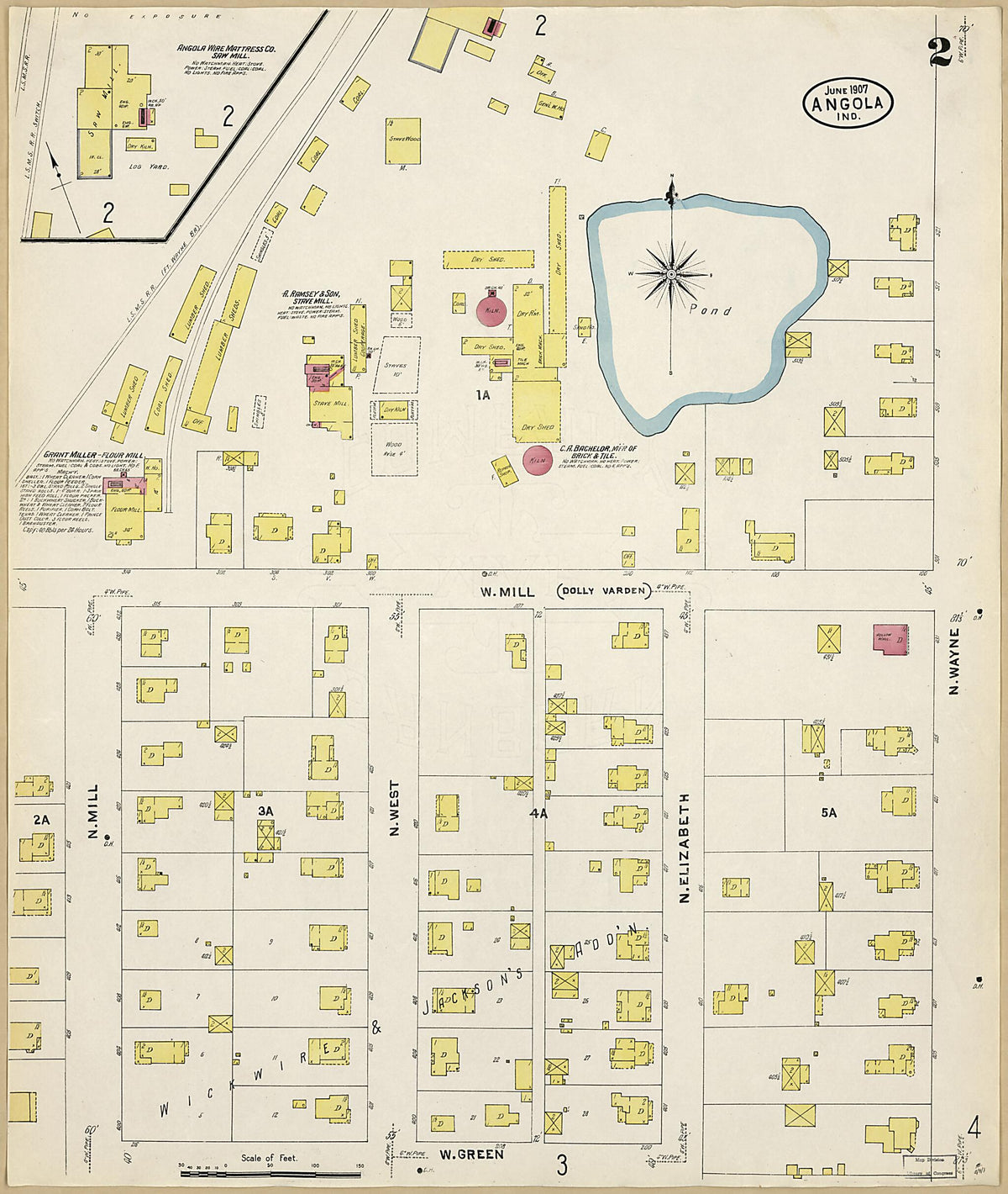 Angola, Steuben County, Indiana 1907 (Sheet 2 of 8) by Relic Map Company