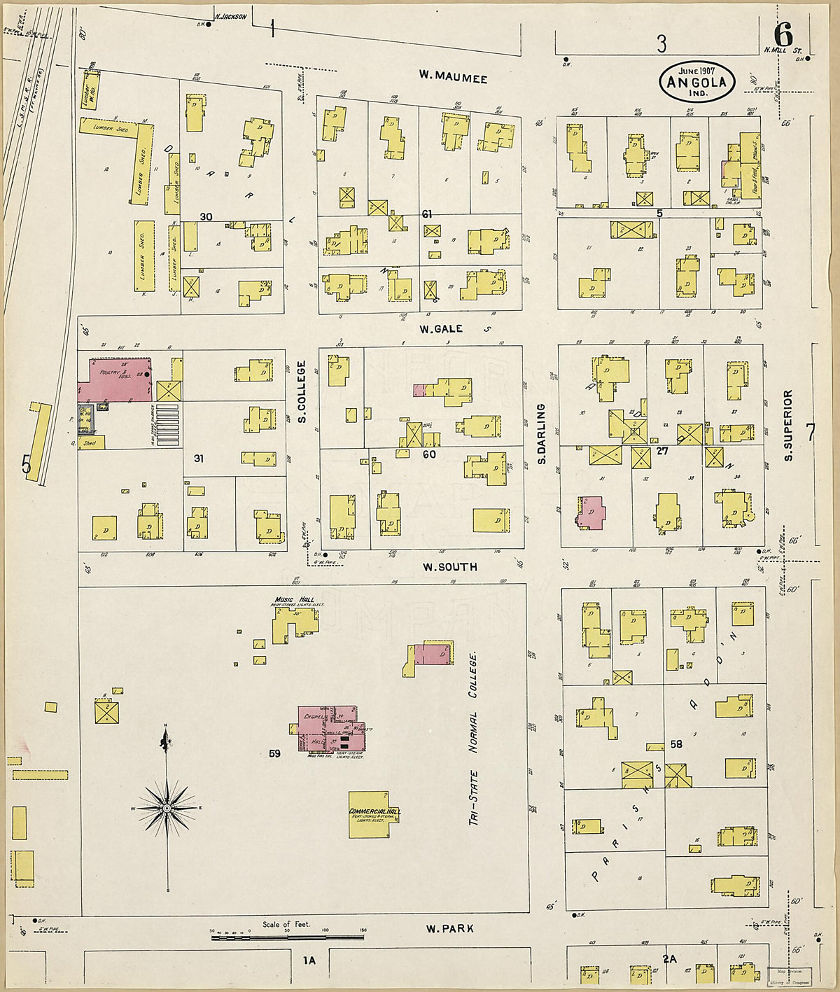 Angola, Steuben County, Indiana 1907 (Sheet 6 of 8) by Relic Map Company