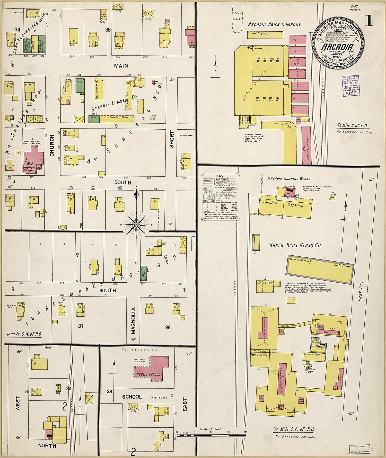 This old map of Arcadia, Hamilton County, Indiana was created by Sanborn Map Company in 1902