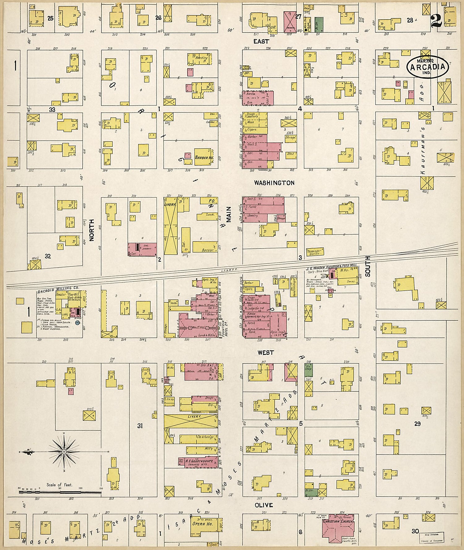 This old map of Arcadia, Hamilton County, Indiana was created by Sanborn Map Company in 1902