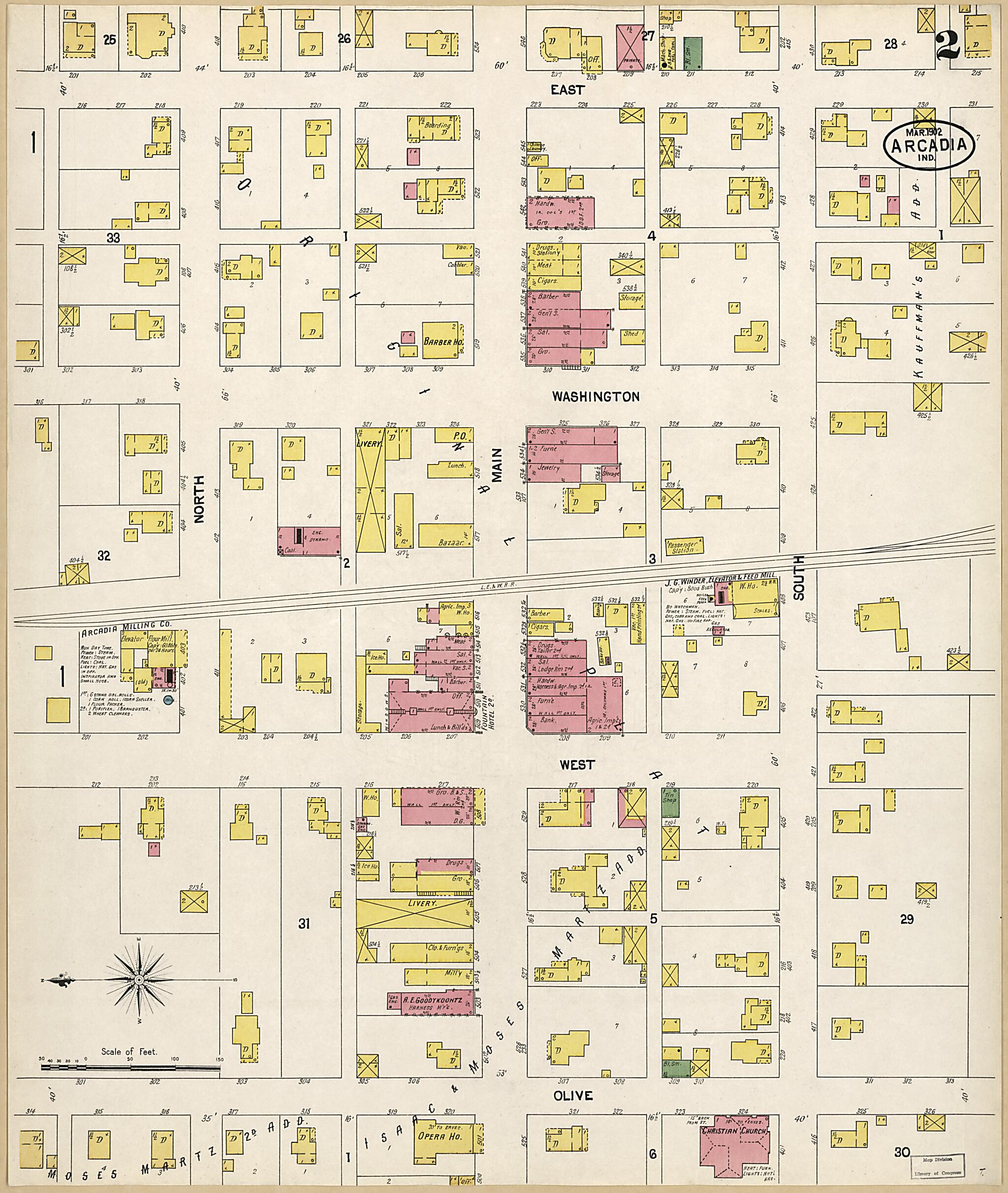 This old map of Arcadia, Hamilton County, Indiana was created by Sanborn Map Company in 1902