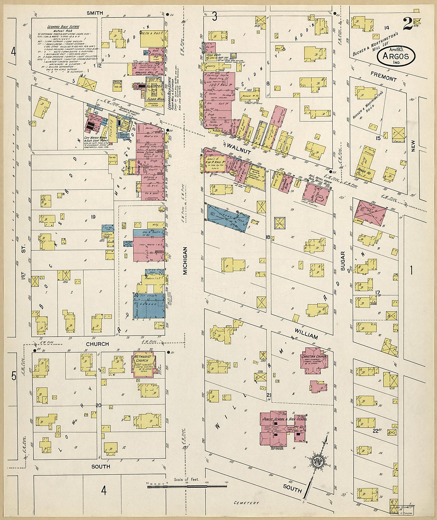 This old map of Argos, Marshall County, Indiana was created by Sanborn Map Company in 1913