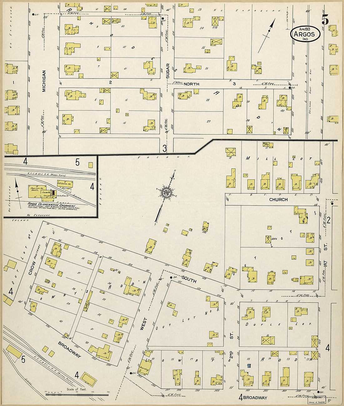 This old map of Argos, Marshall County, Indiana was created by Sanborn Map Company in 1913