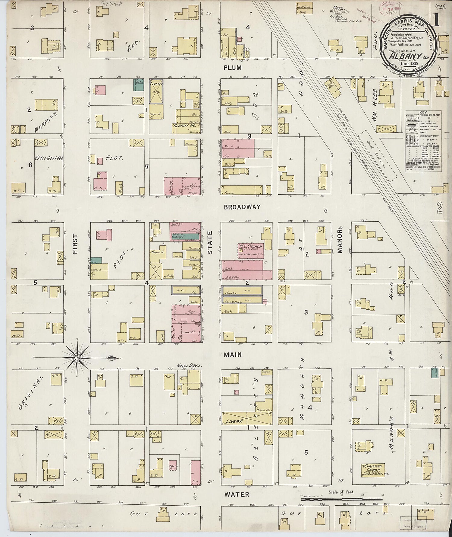 This old map of Albany, Delaware County, Indiana was created by Sanborn Map Company in 1895