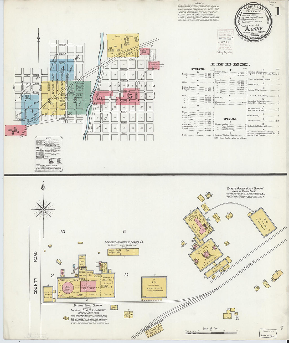 This old map of Albany, Delaware County, Indiana was created by Sanborn Map Company in 1899