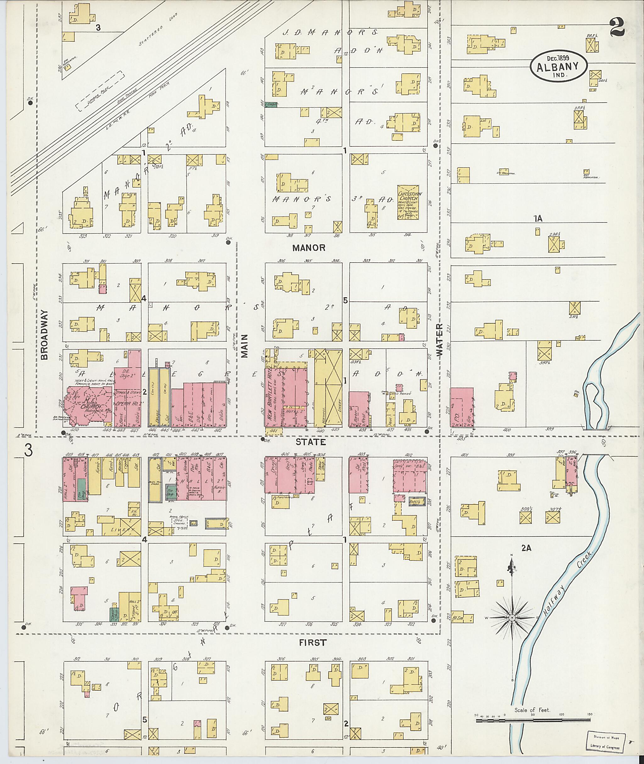 This old map of Albany, Delaware County, Indiana was created by Sanborn Map Company in 1899