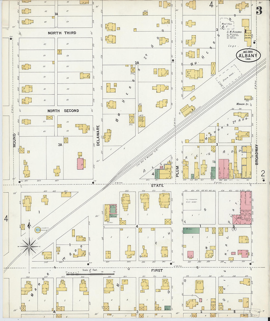 This old map of Albany, Delaware County, Indiana was created by Sanborn Map Company in 1899