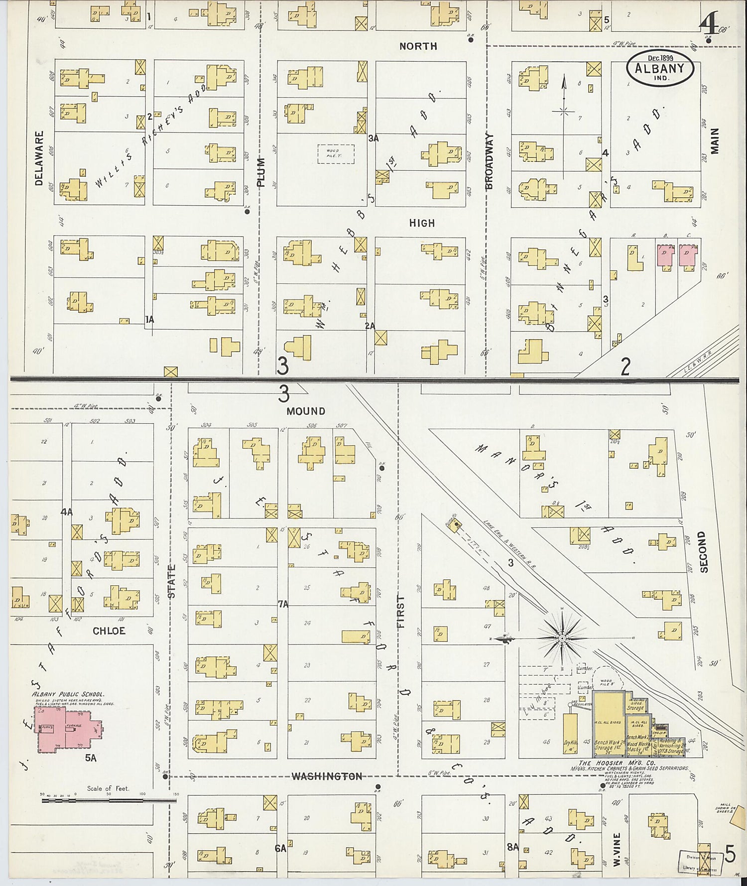 This old map of Albany, Delaware County, Indiana was created by Sanborn Map Company in 1899