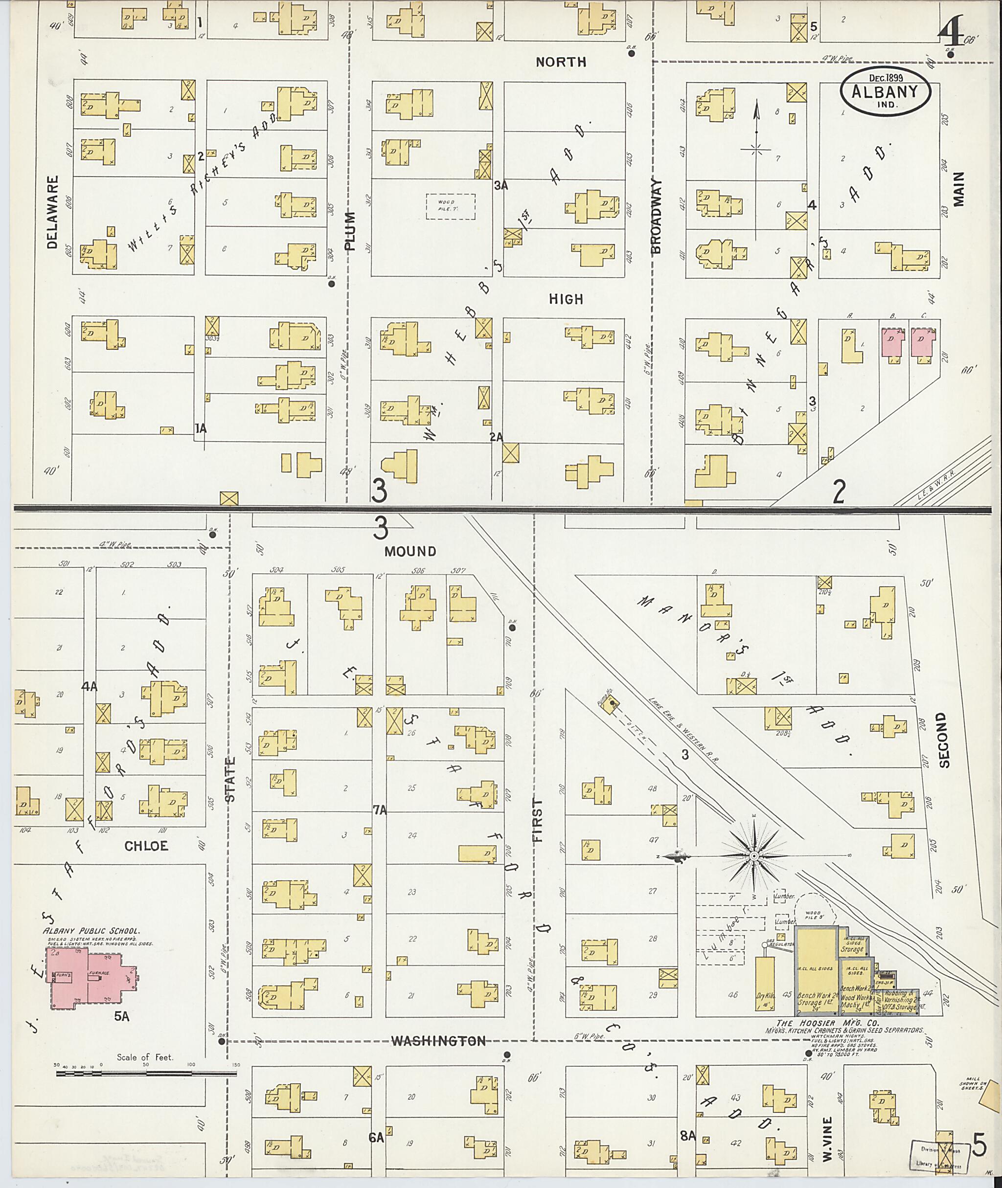 This old map of Albany, Delaware County, Indiana was created by Sanborn Map Company in 1899