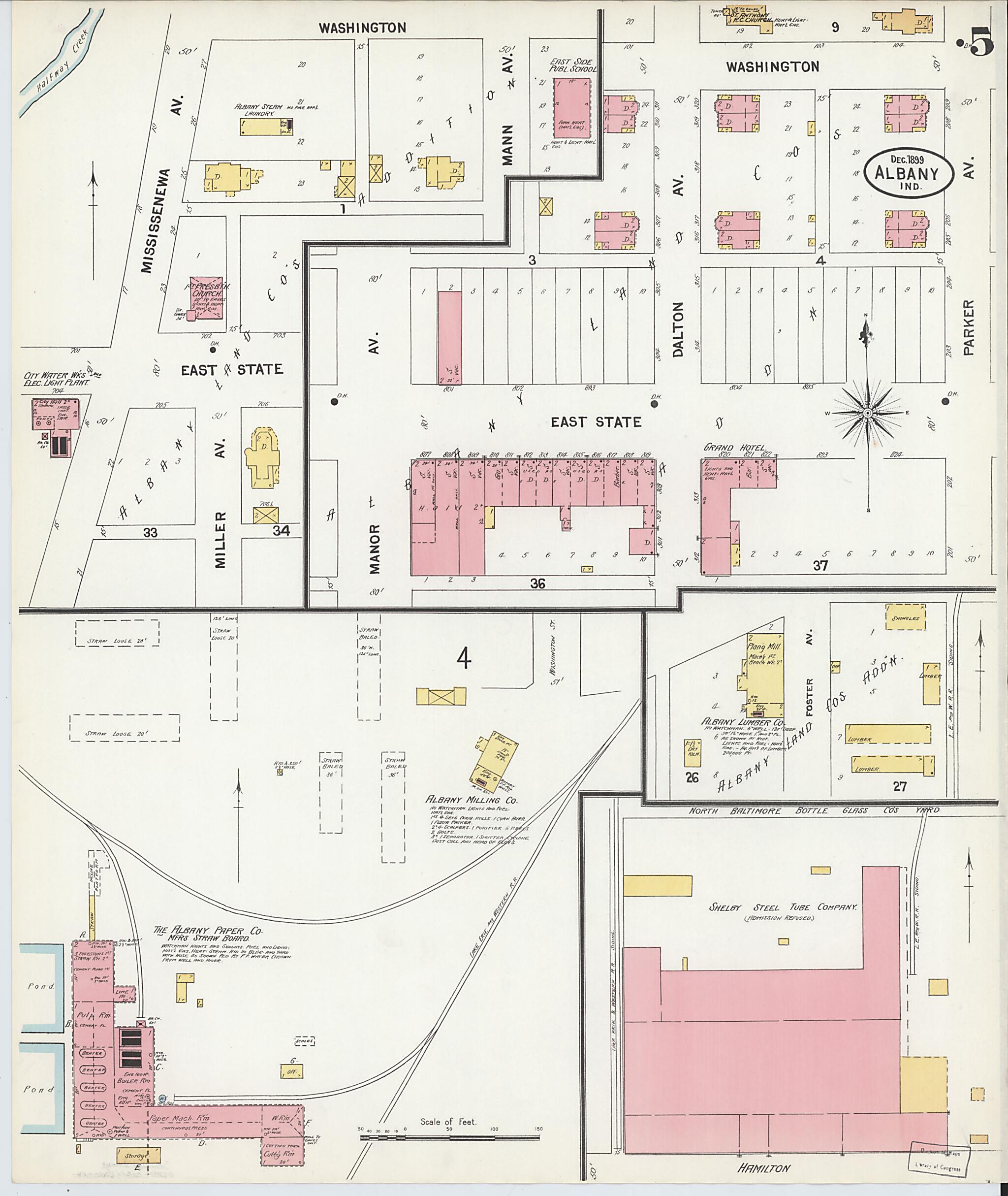 This old map of Albany, Delaware County, Indiana was created by Sanborn Map Company in 1899