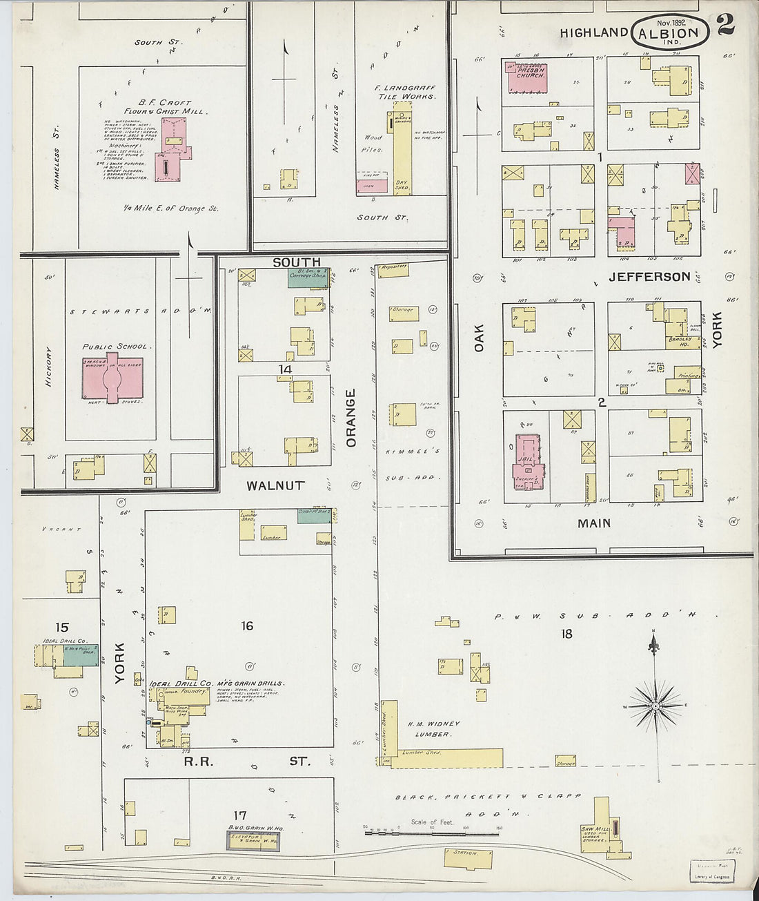 This old map of Albion, Noble County, Indiana was created by Sanborn Map Company in 1892