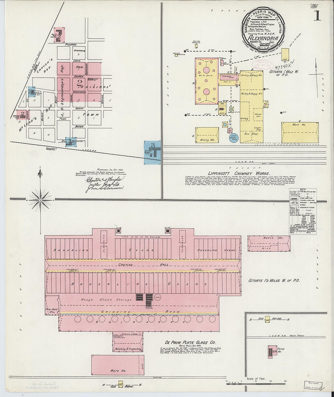 This old map of Alexandria, Madison County, Indiana was created by Sanborn Map Company in 1892