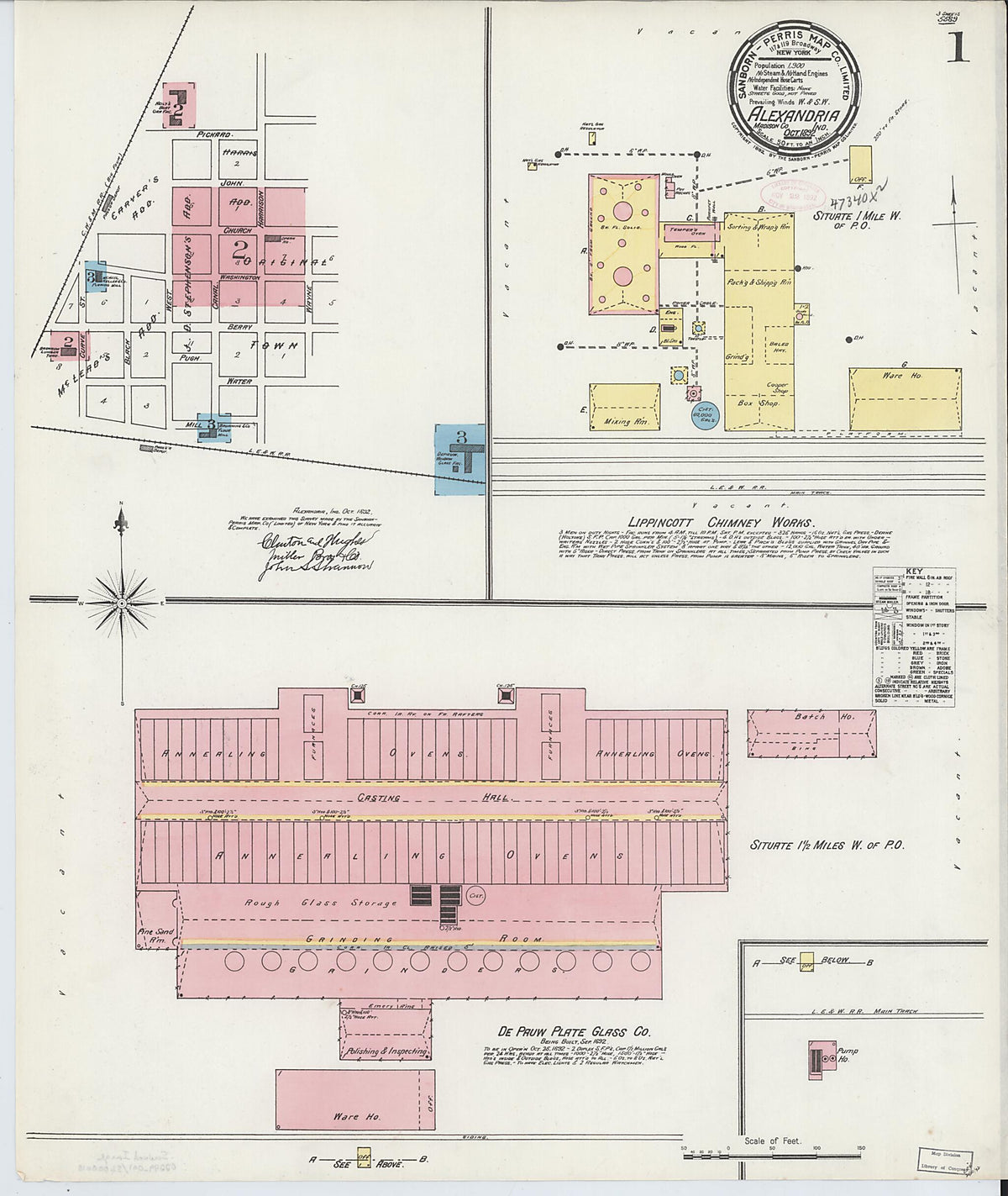 Alexandria, Madison County, Indiana 1892 (Sheet 1 of 3) by Relic Map Company
