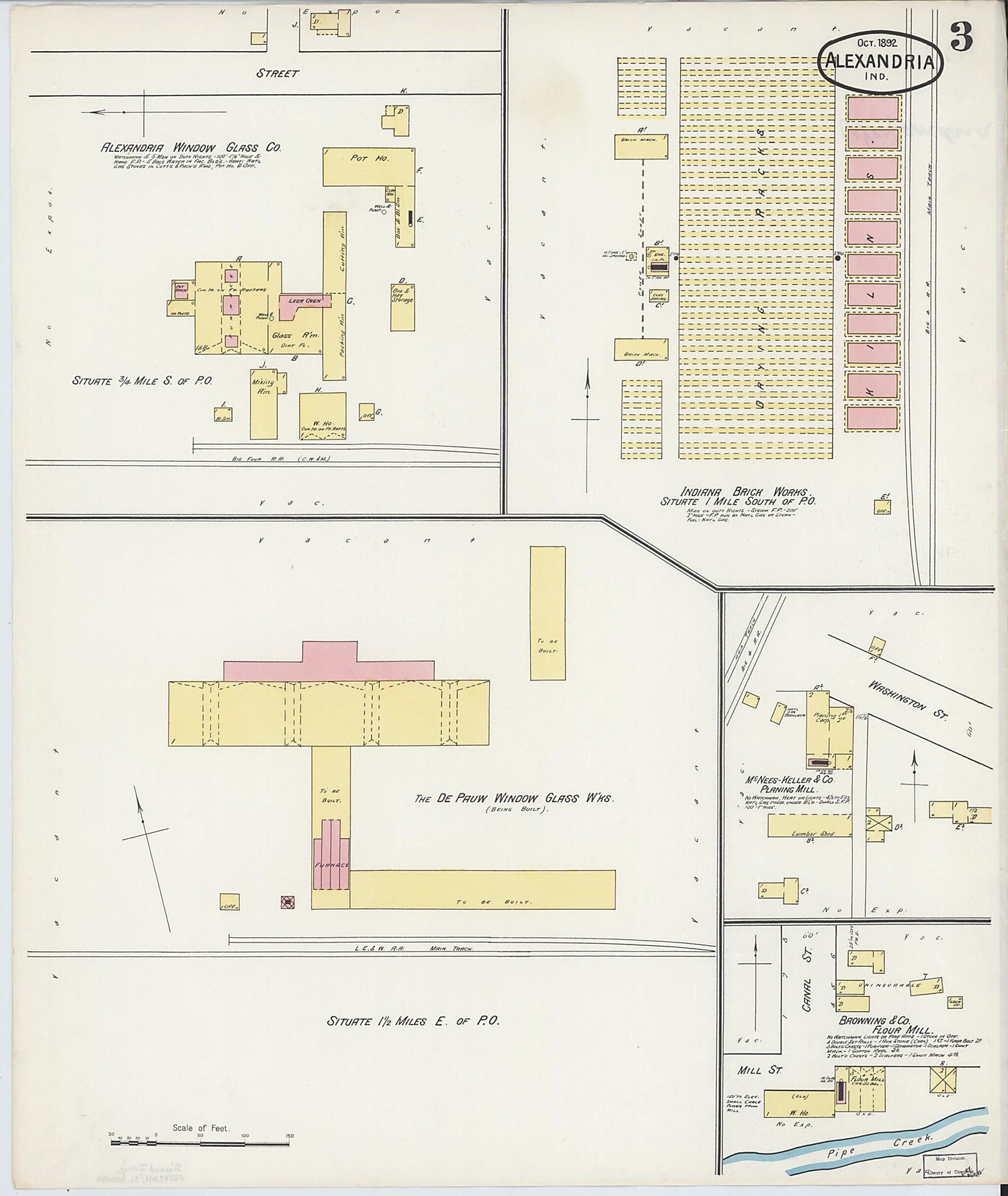 This old map of Alexandria, Madison County, Indiana was created by Sanborn Map Company in 1892