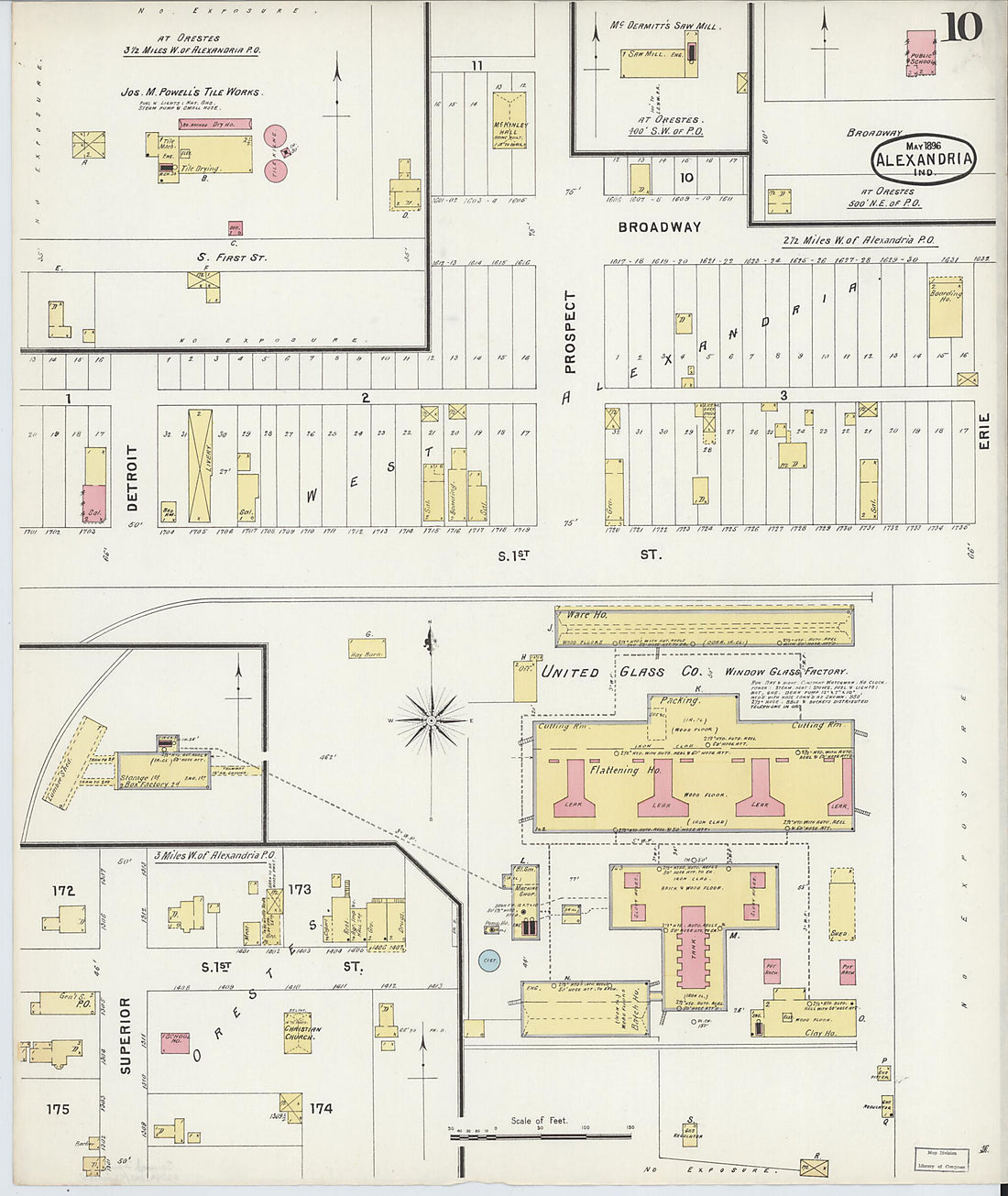 This old map of Alexandria, Madison County, Indiana was created by Sanborn Map Company in 1896