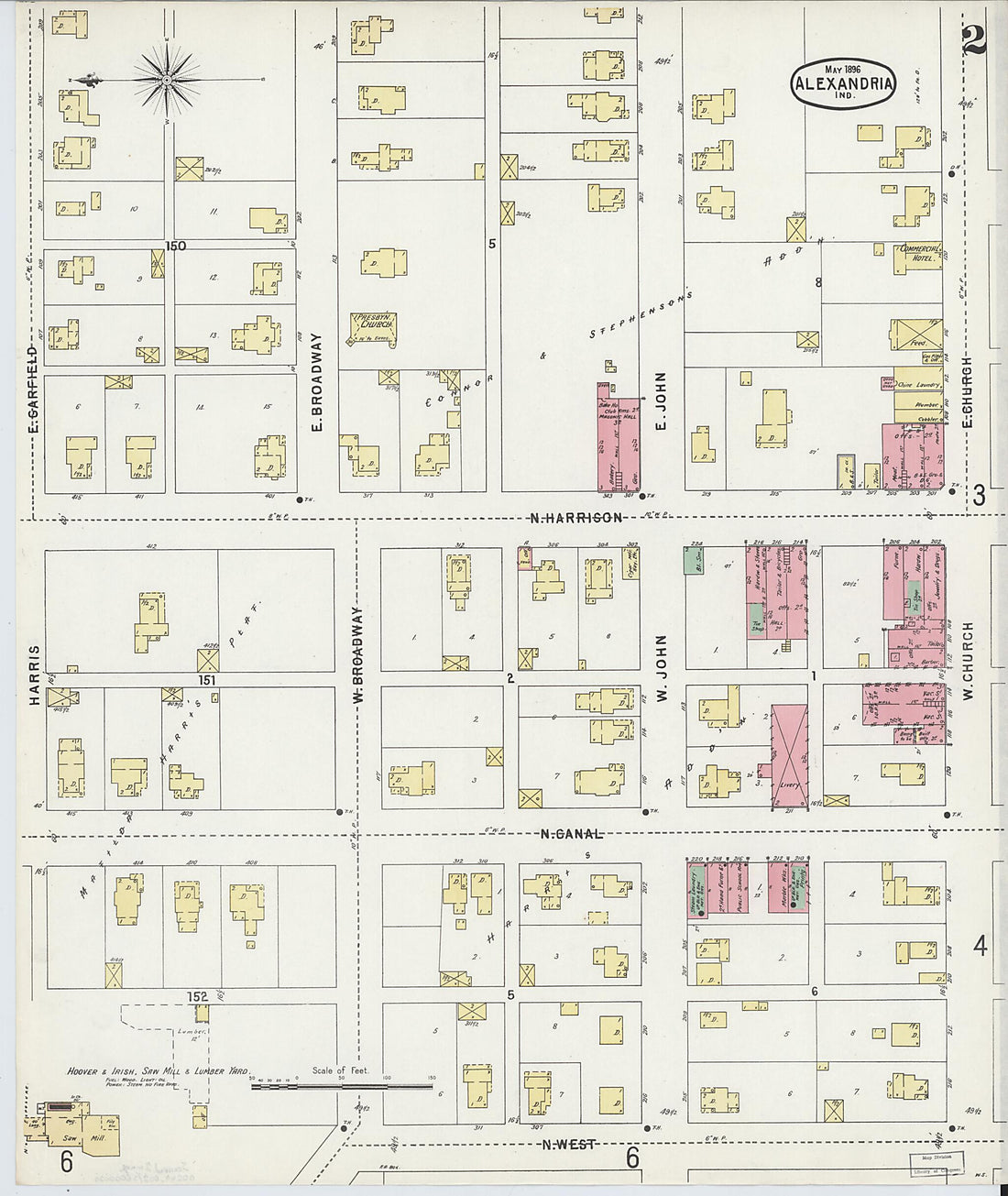 This old map of Alexandria, Madison County, Indiana was created by Sanborn Map Company in 1896