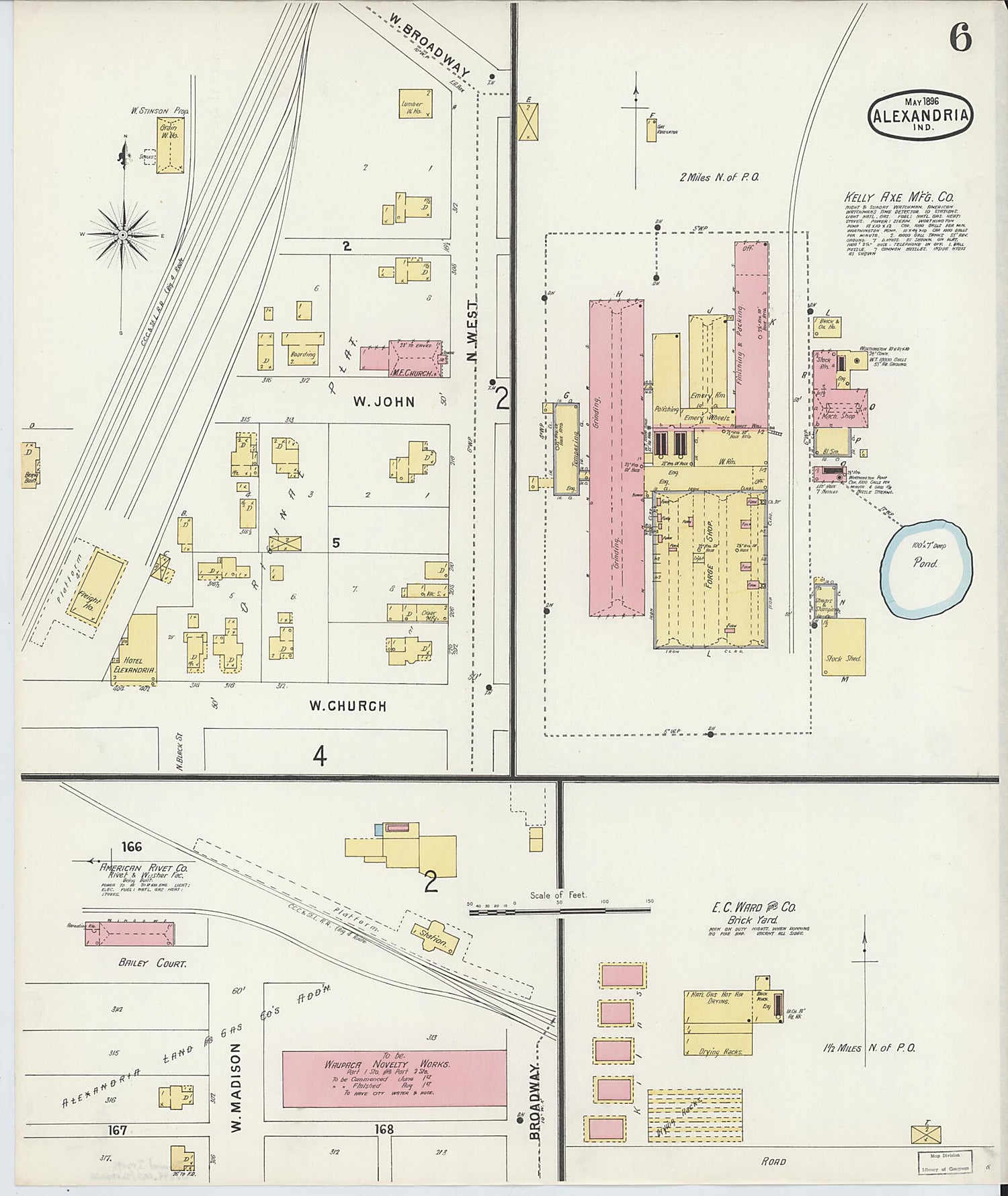 This old map of Alexandria, Madison County, Indiana was created by Sanborn Map Company in 1896