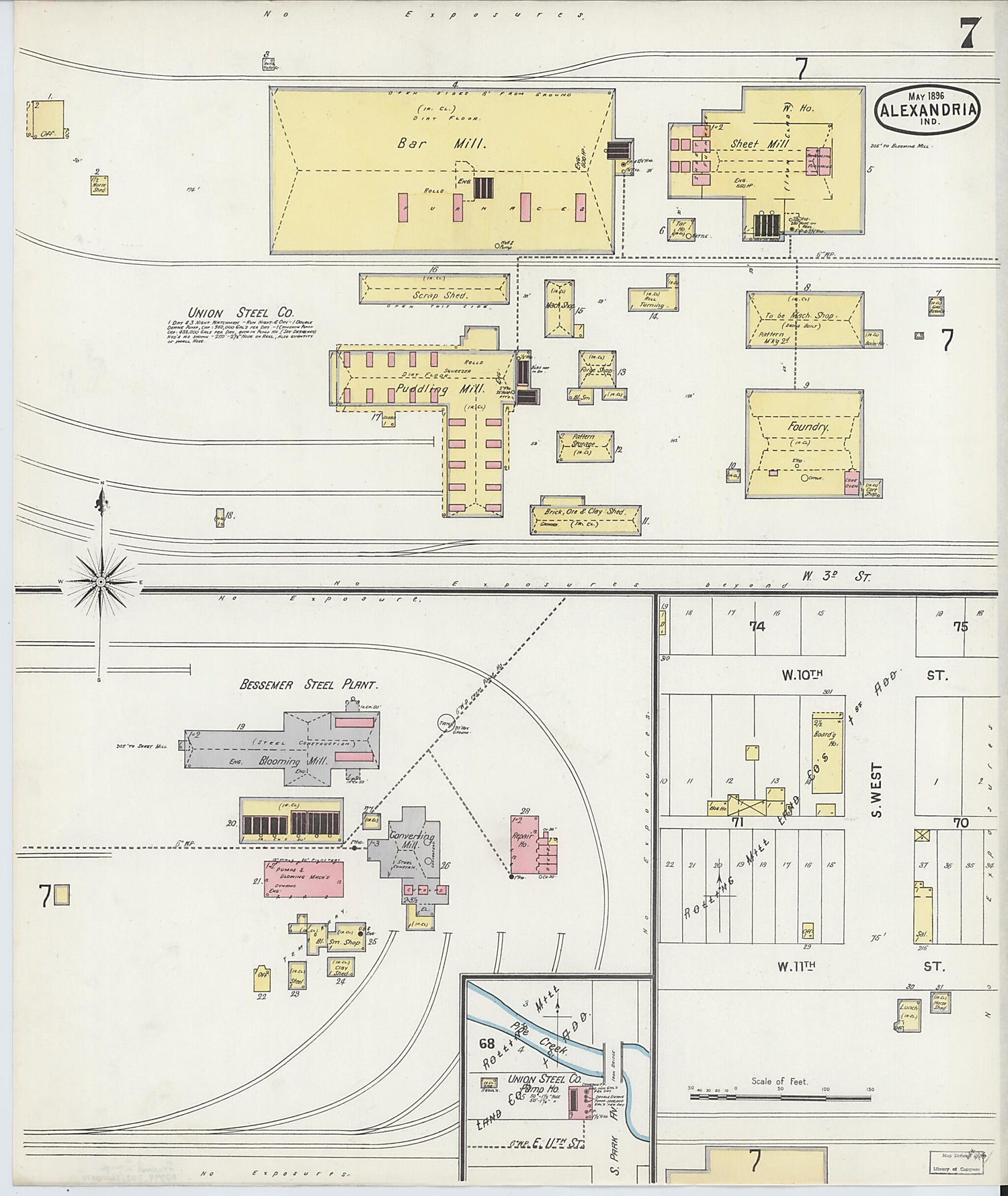 This old map of Alexandria, Madison County, Indiana was created by Sanborn Map Company in 1896