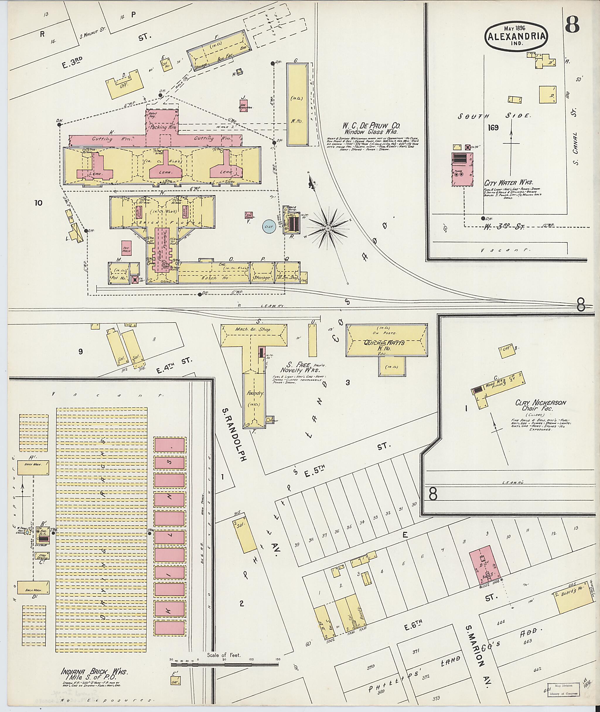 This old map of Alexandria, Madison County, Indiana was created by Sanborn Map Company in 1896