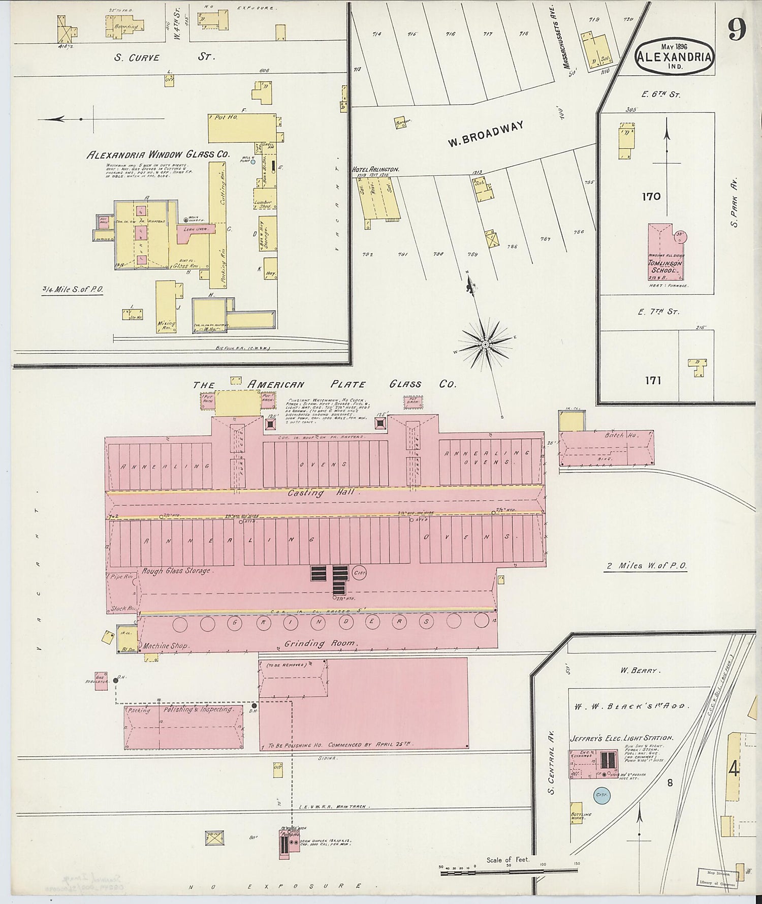 This old map of Alexandria, Madison County, Indiana was created by Sanborn Map Company in 1896