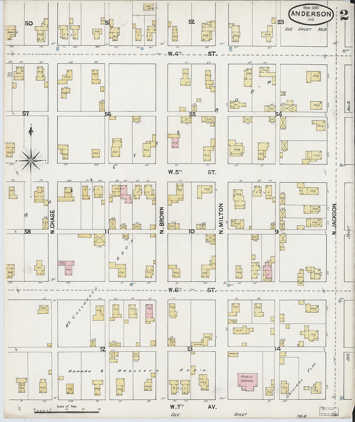 This old map of Anderson, Madison County, Indiana was created by Sanborn Map Company in 1890