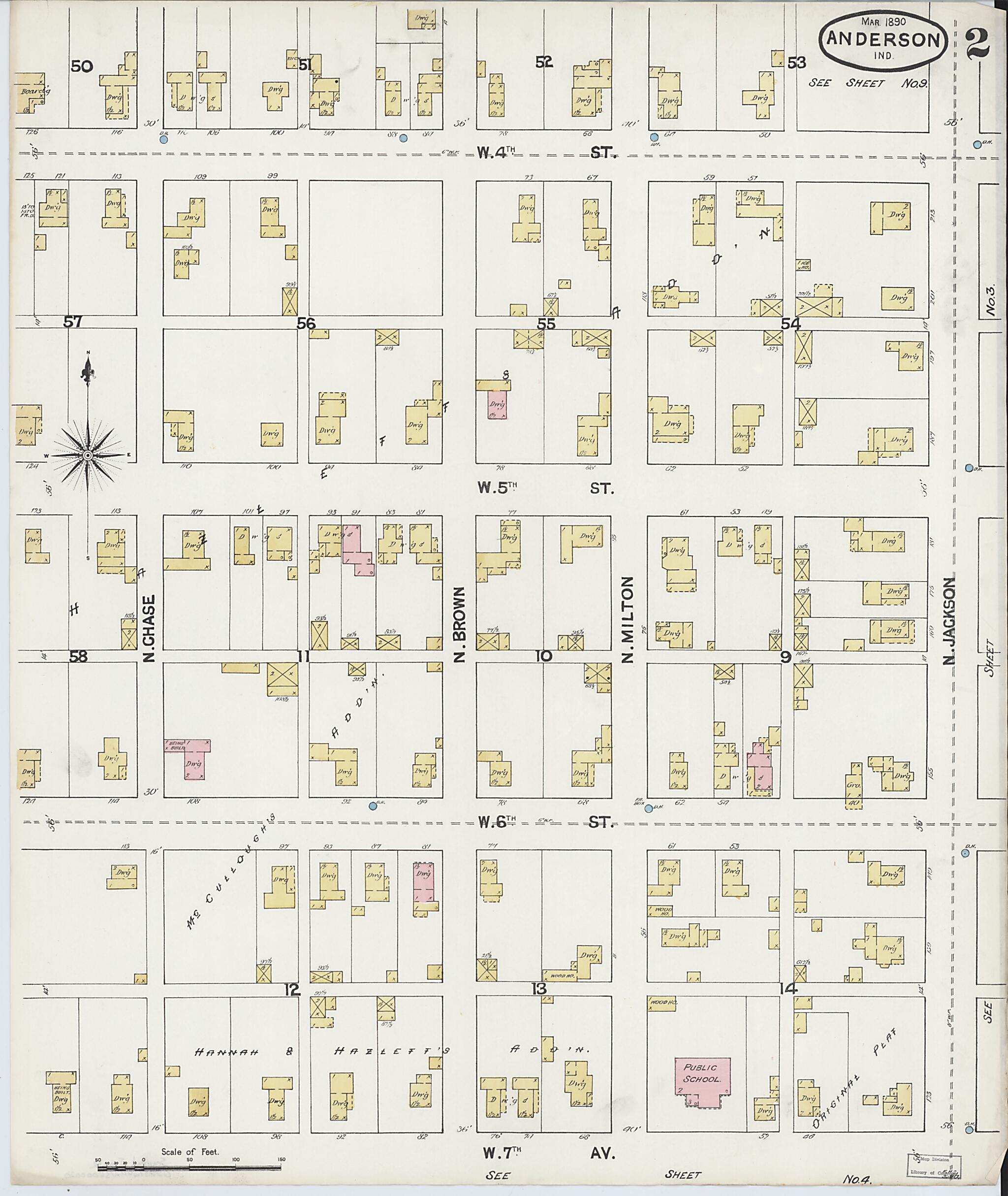 This old map of Anderson, Madison County, Indiana was created by Sanborn Map Company in 1890