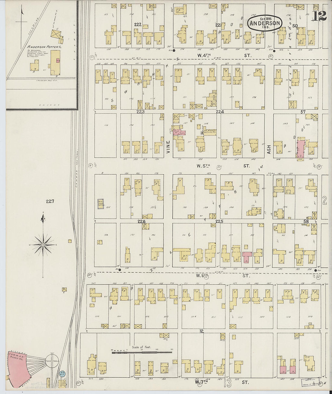 This old map of Anderson, Madison County, Indiana was created by Sanborn Map Company in 1895