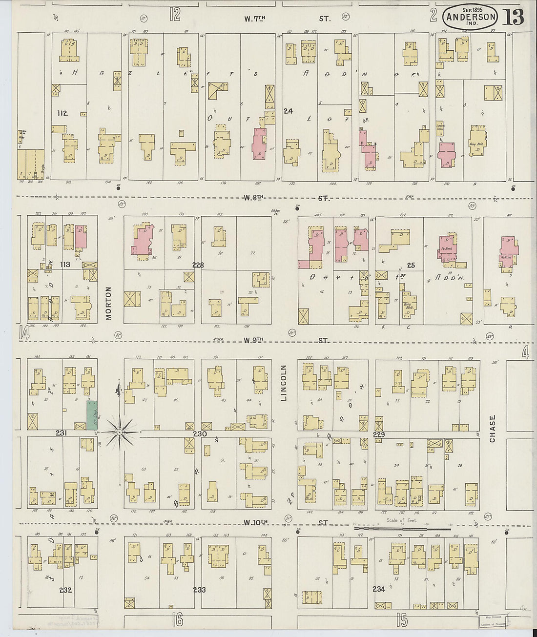 This old map of Anderson, Madison County, Indiana was created by Sanborn Map Company in 1895