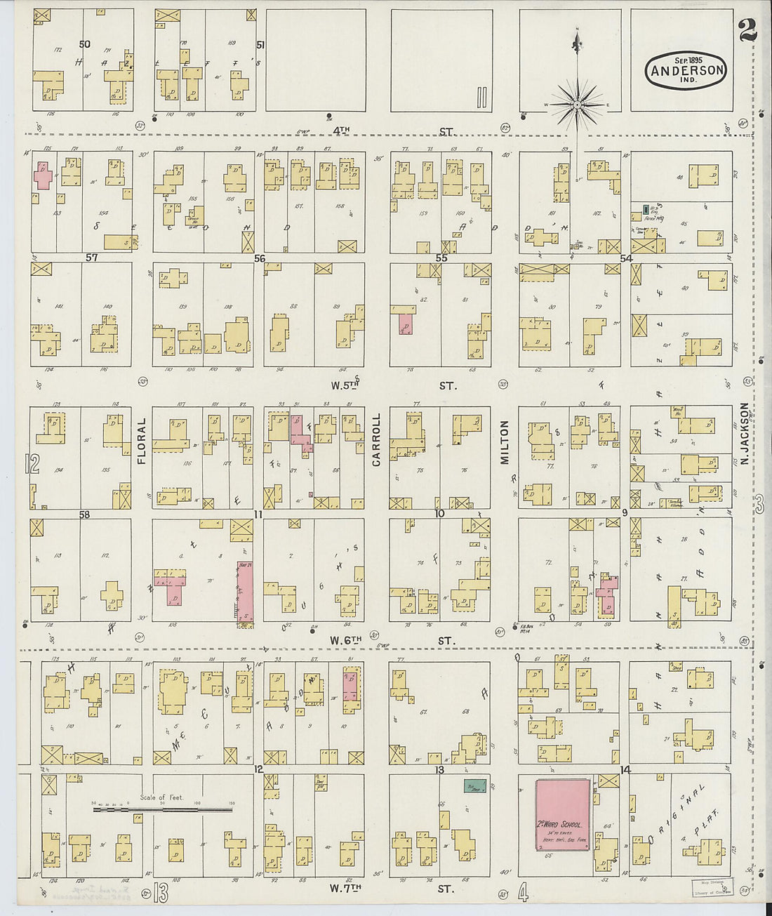 This old map of Anderson, Madison County, Indiana was created by Sanborn Map Company in 1895