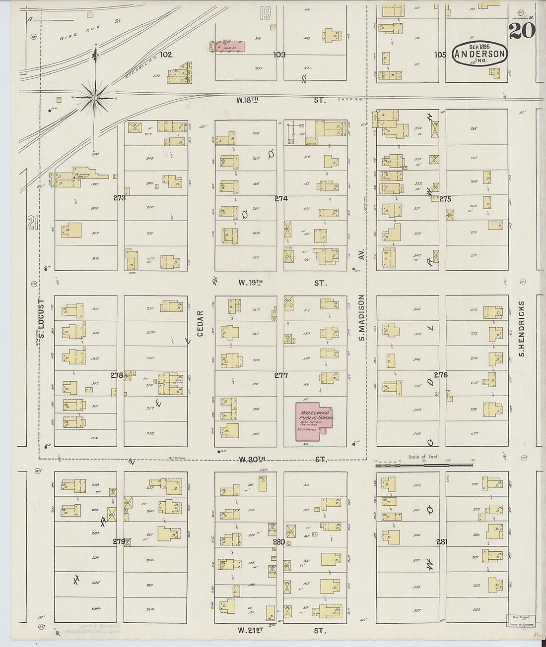 This old map of Anderson, Madison County, Indiana was created by Sanborn Map Company in 1895