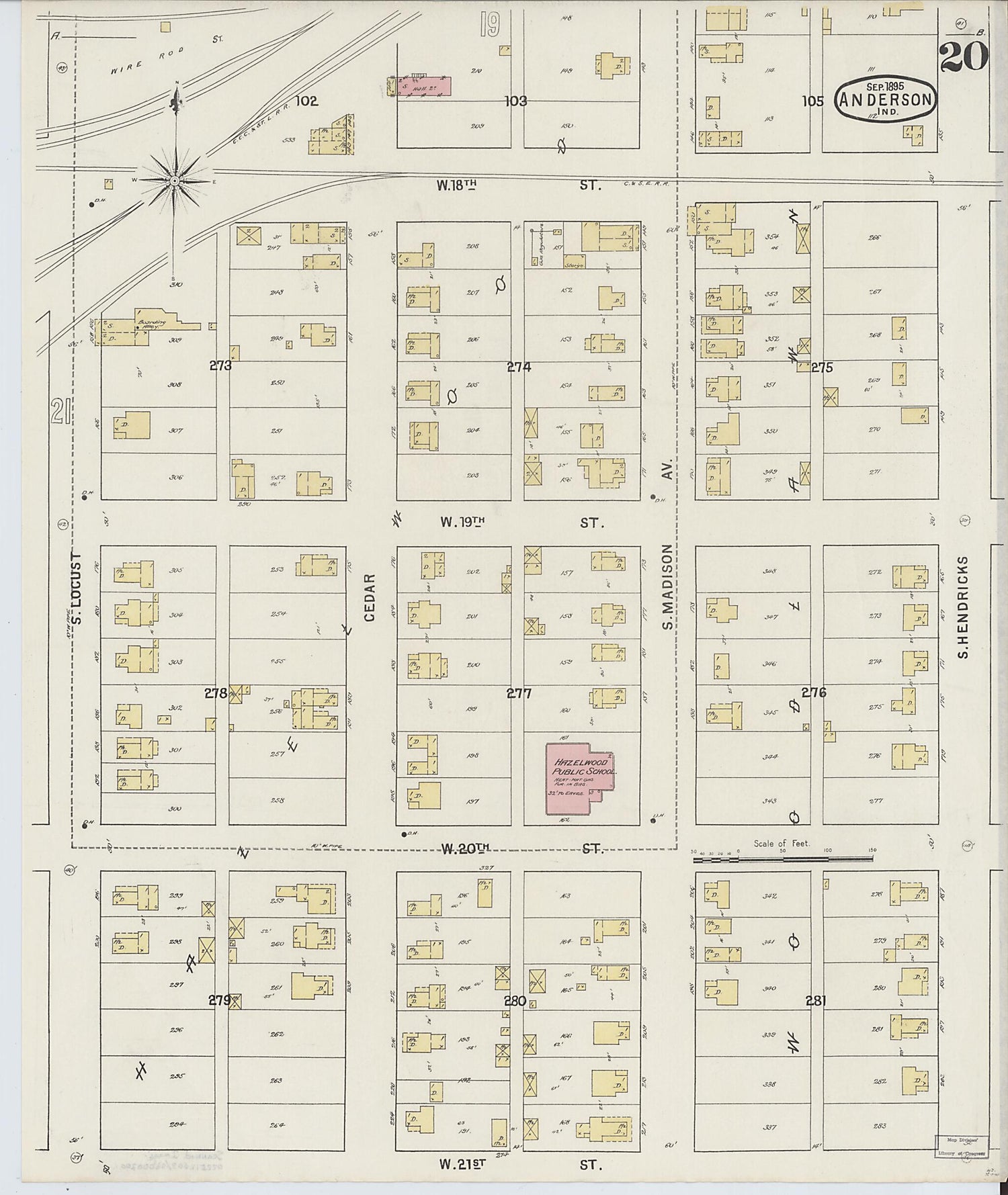 This old map of Anderson, Madison County, Indiana was created by Sanborn Map Company in 1895