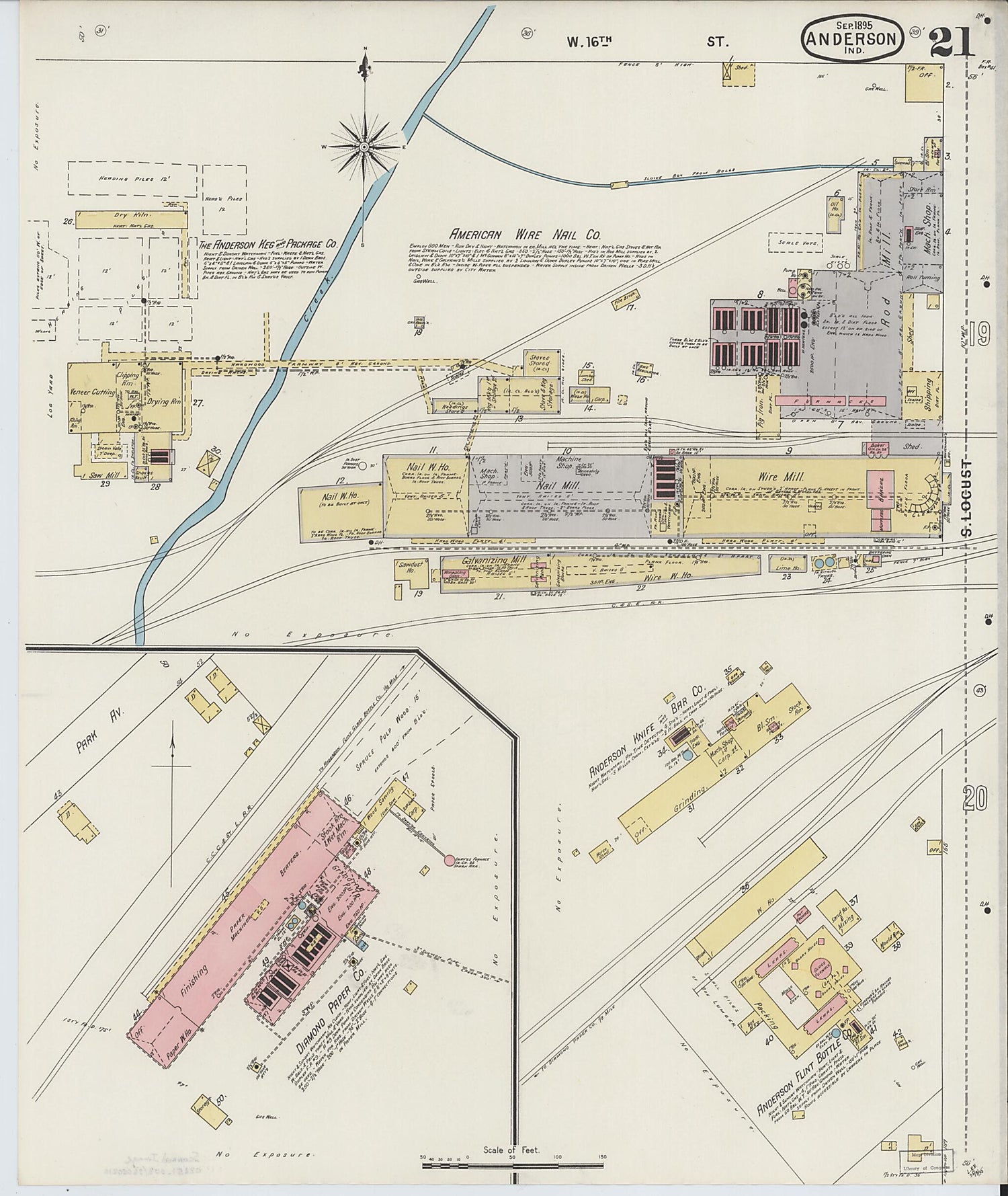 This old map of Anderson, Madison County, Indiana was created by Sanborn Map Company in 1895