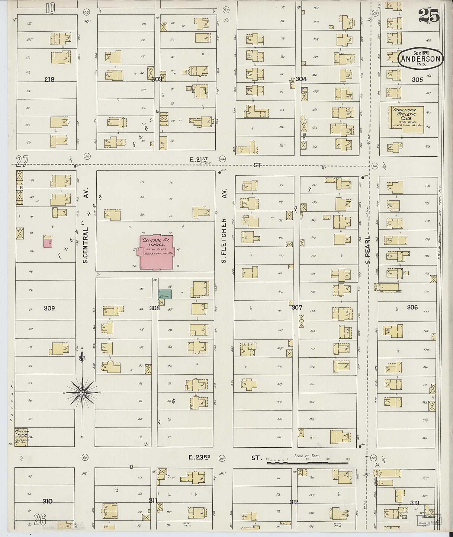 This old map of Anderson, Madison County, Indiana was created by Sanborn Map Company in 1895