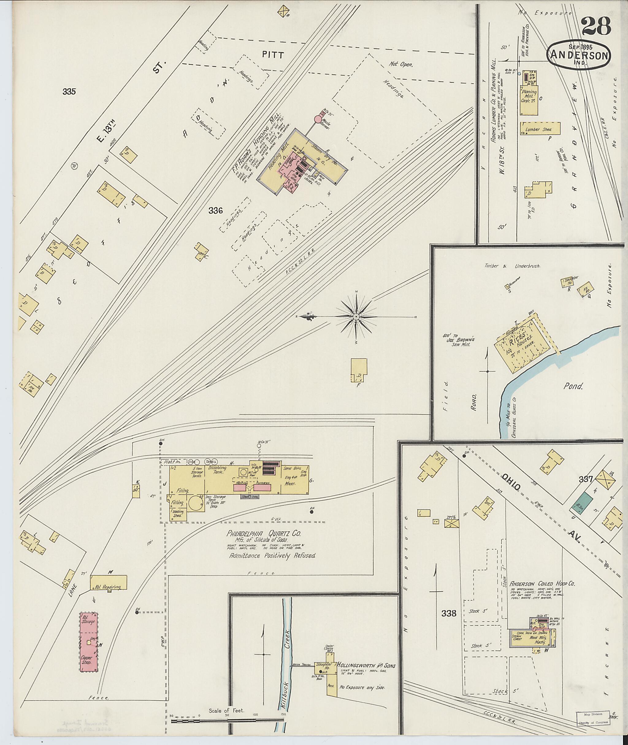 This old map of Anderson, Madison County, Indiana was created by Sanborn Map Company in 1895